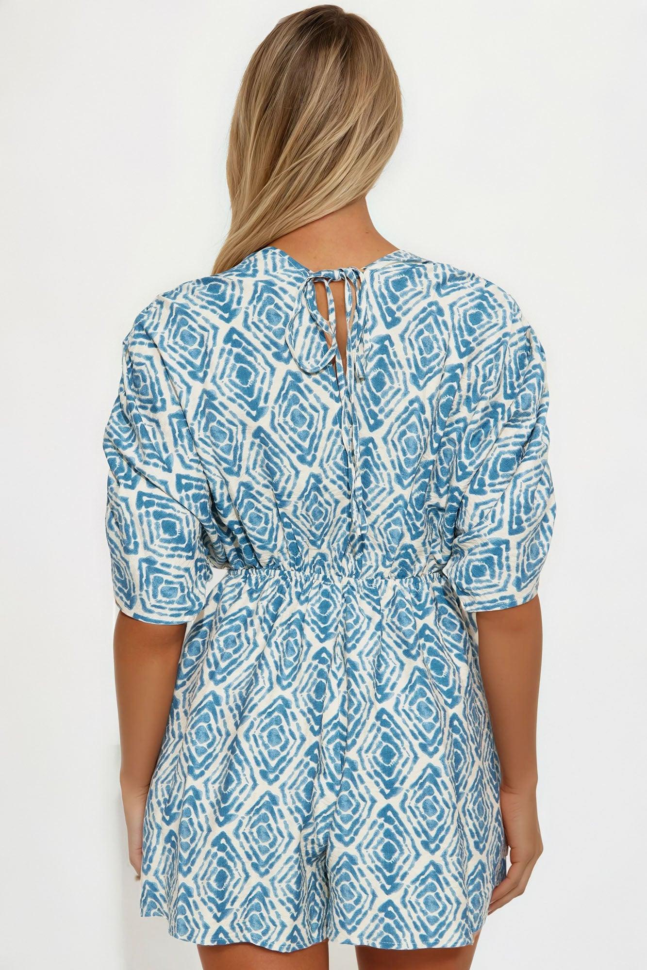 Wildflower Textured Romper - Blue/combo Female Product Image