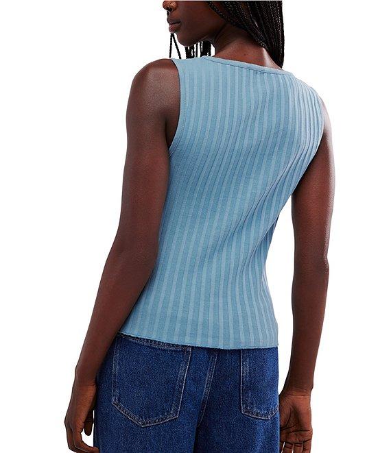Free People Tilly Ribbed Knit Crew Neck Sleeveless Fitted Vest Product Image