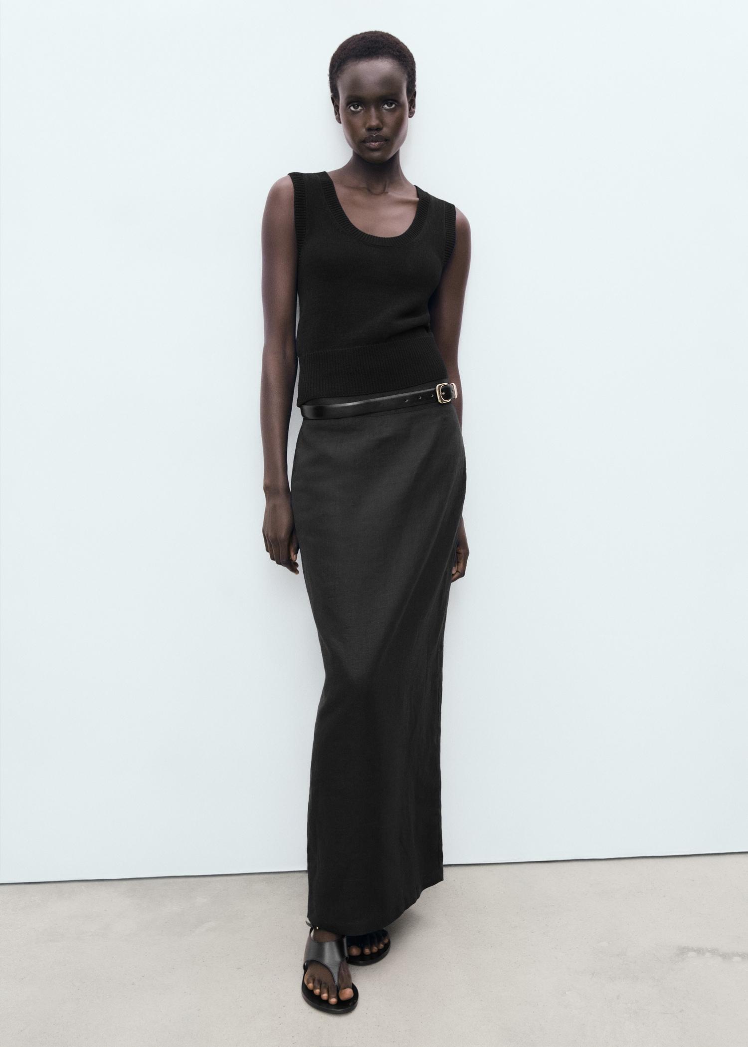 Linen pencil skirt - Women | MANGO USA Product Image