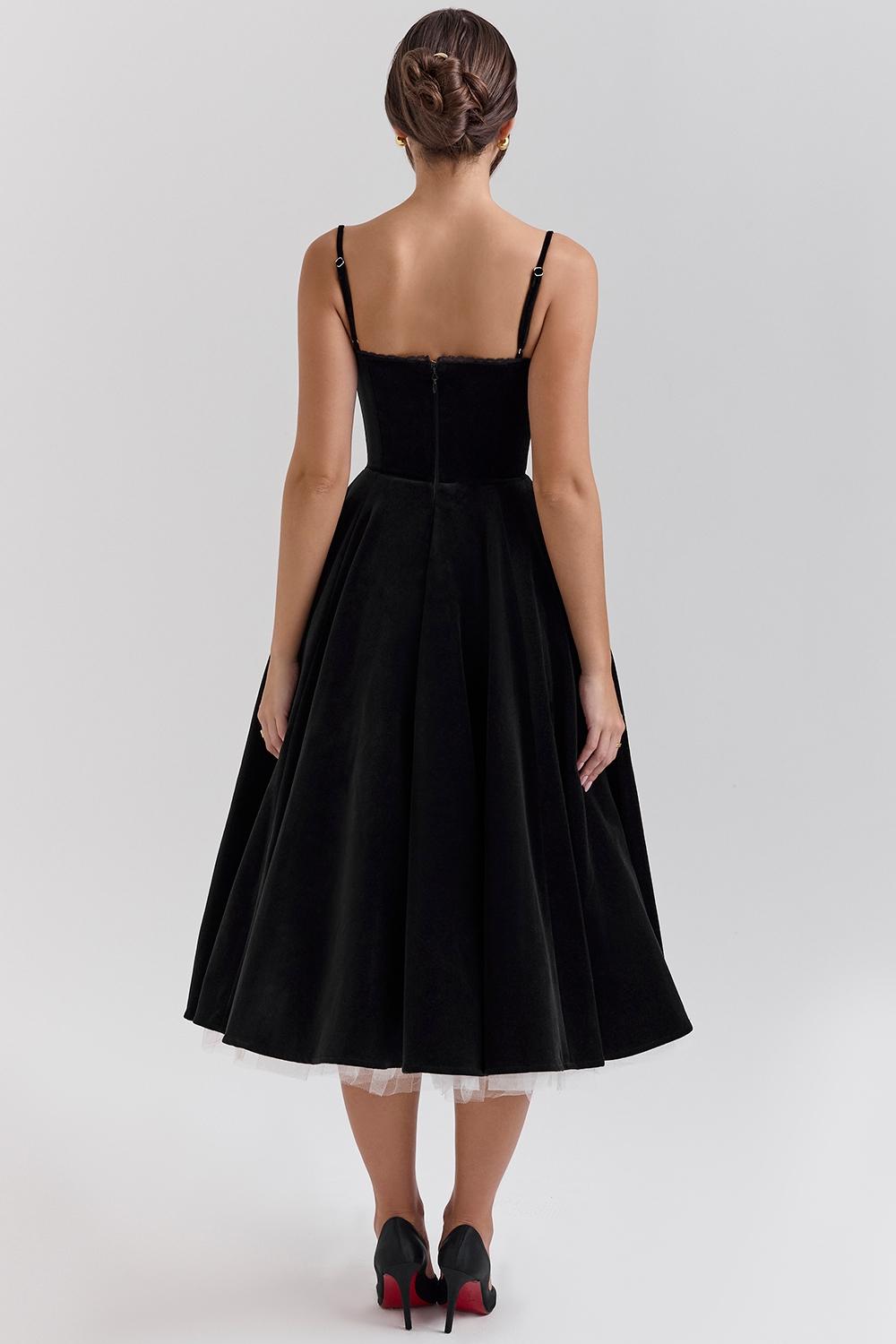 Mademoiselle  black velvet tulle midi dress + bolero Product Image
