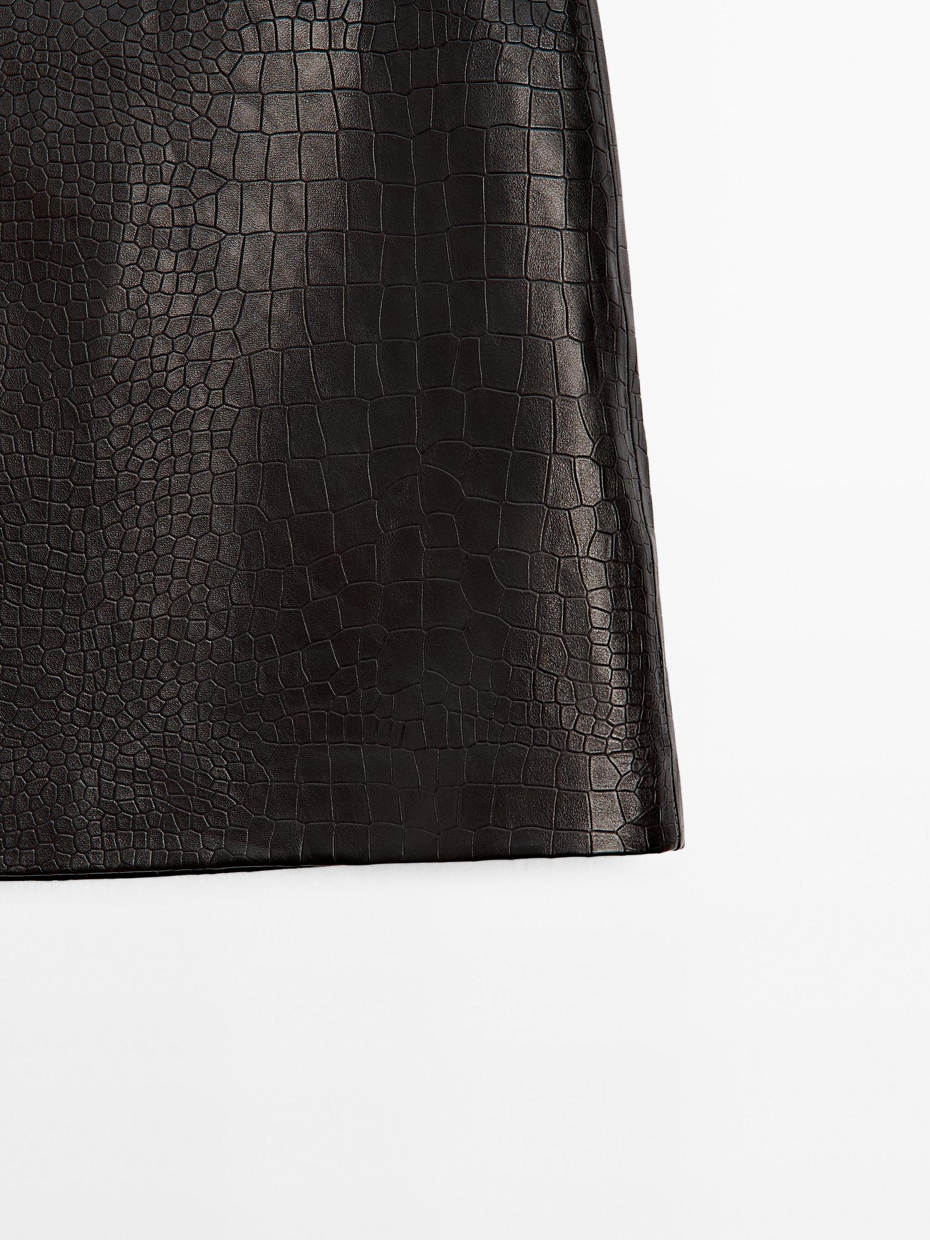 Mock croc nappa leather mini skirt Product Image