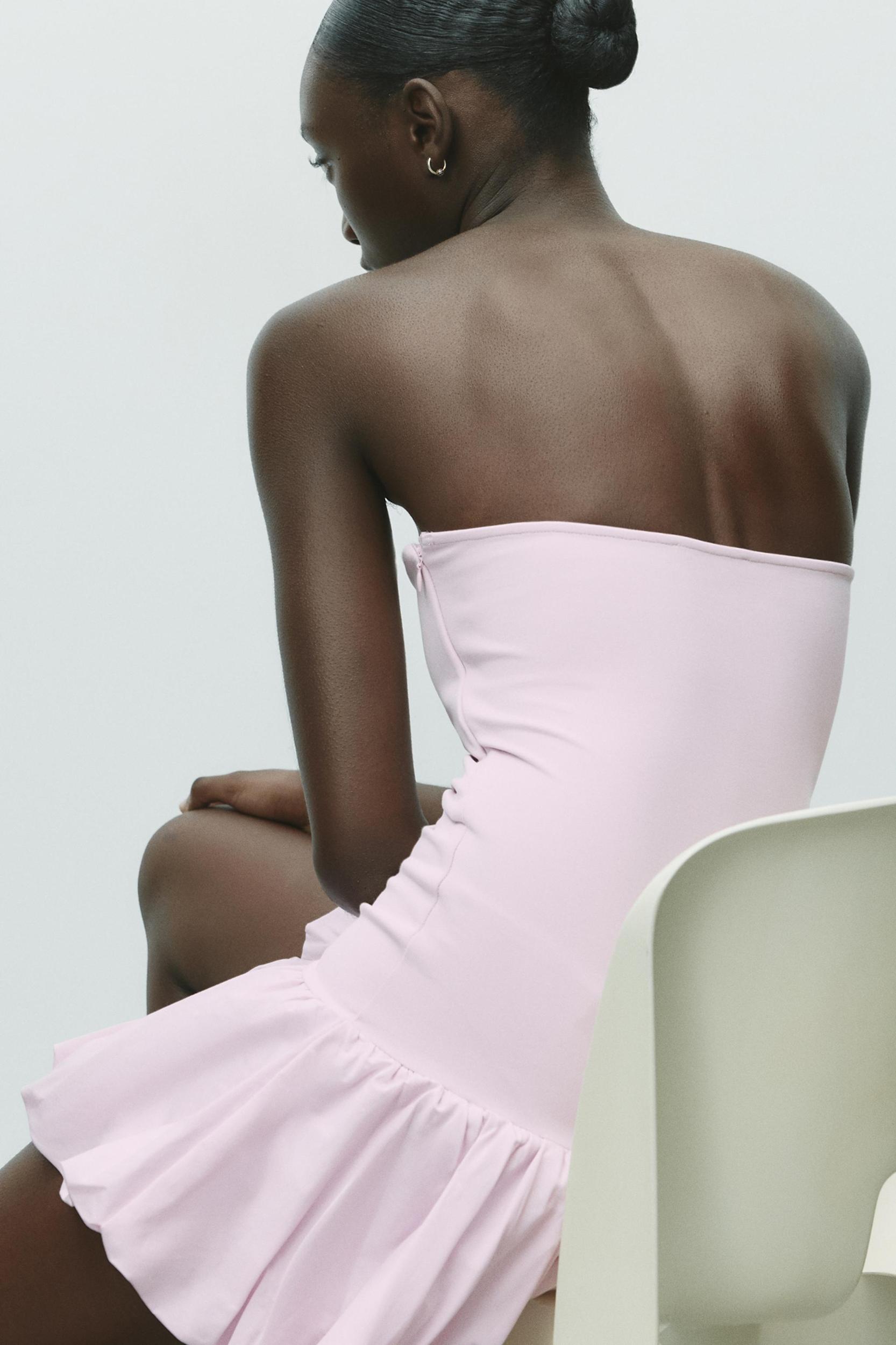 BALLOON STRAIGHT NECK MINI DRESS Product Image