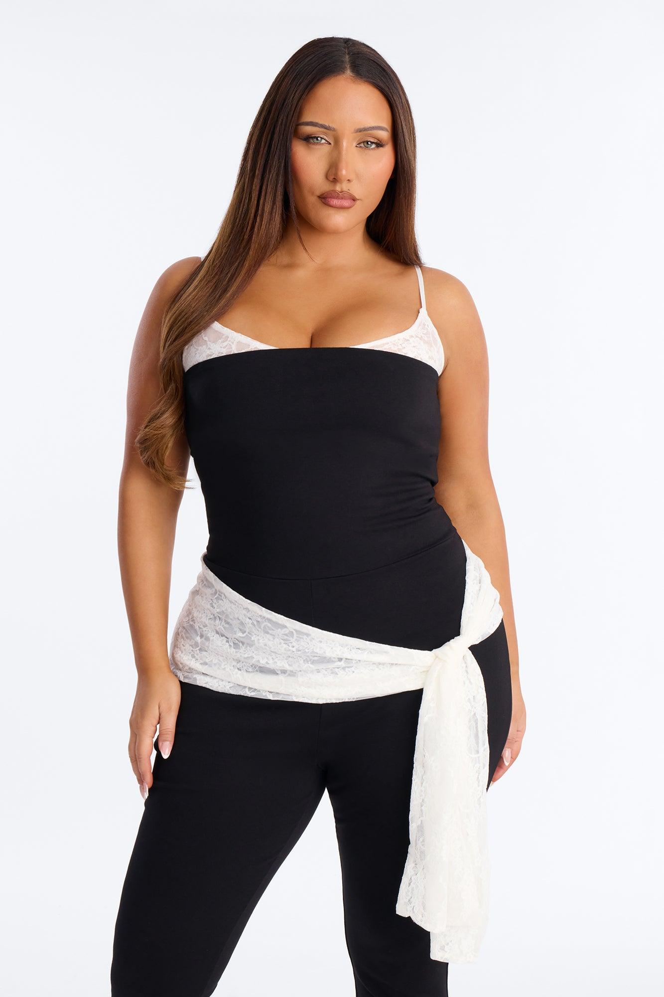 Mischa Lace Trim Capri 2 Piece Jumpsuit - Black Female Product Image