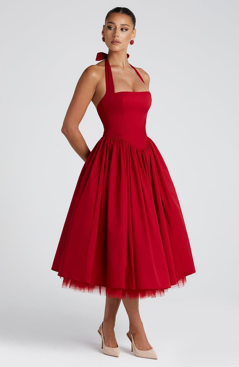 Cressida Midi Dress - Red Product Image