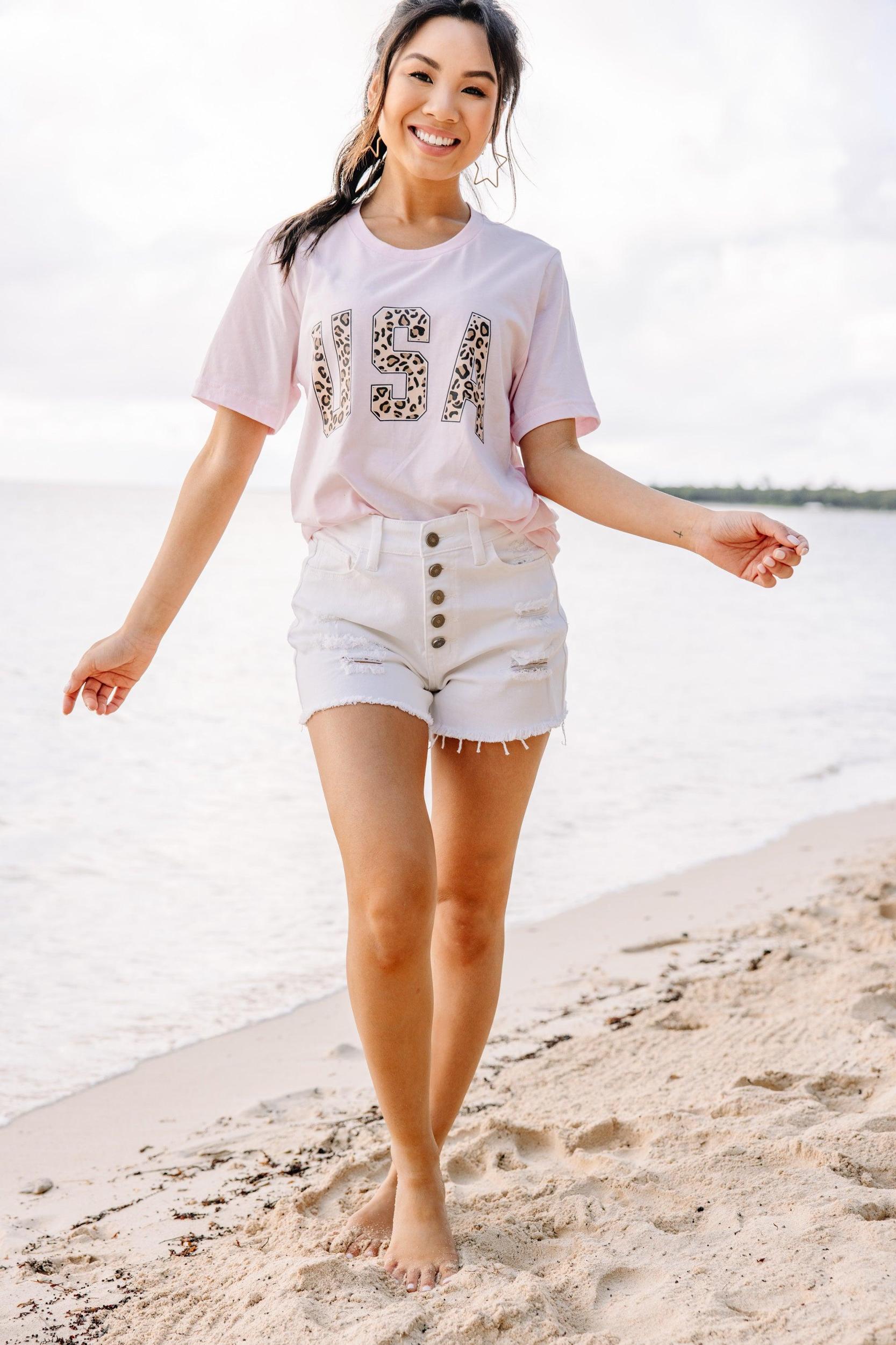 USA Leopard Pink Graphic Tee Female Product Image