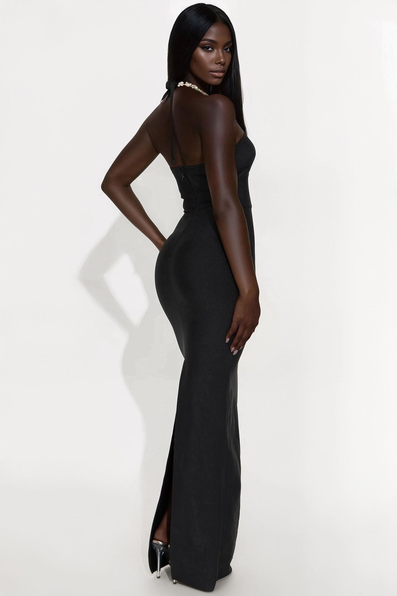Amaya Embellished Bandage Maxi Dress - Black Product Image