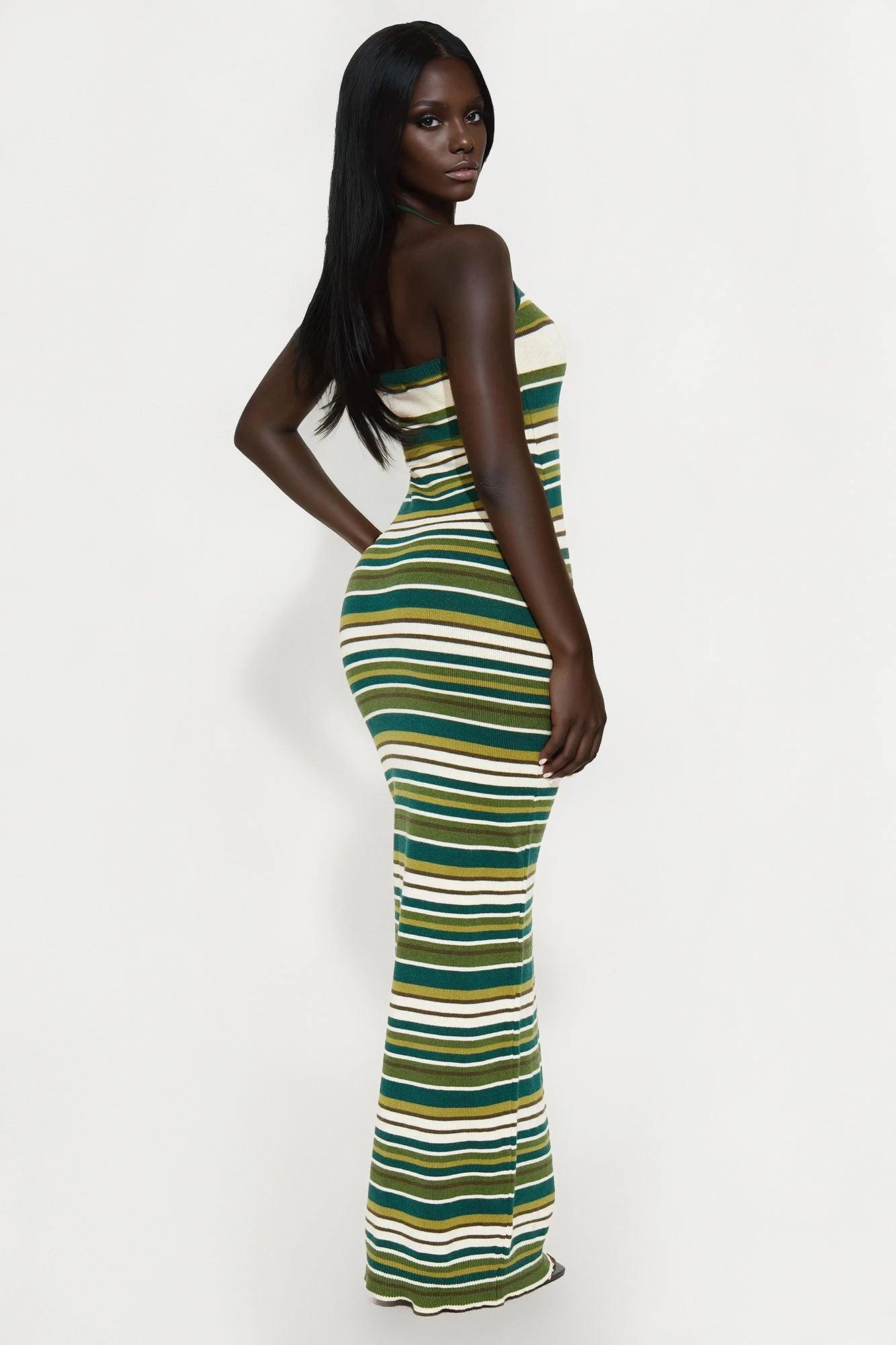 Lynette Striped Maxi Dress - Green/combo Female Product Image