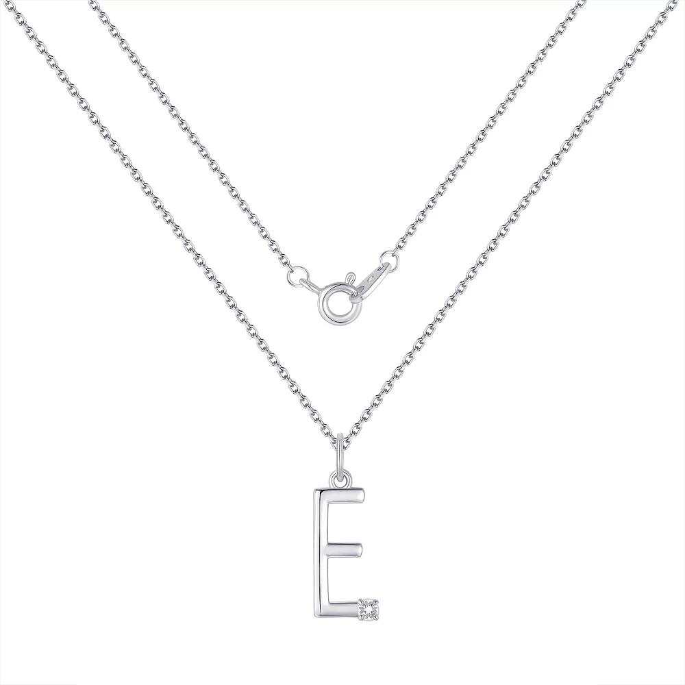 Forever Radiant Diamond Accent Initial Pendant Necklace, Women's, Size: 18", Silver Tone E Product Image