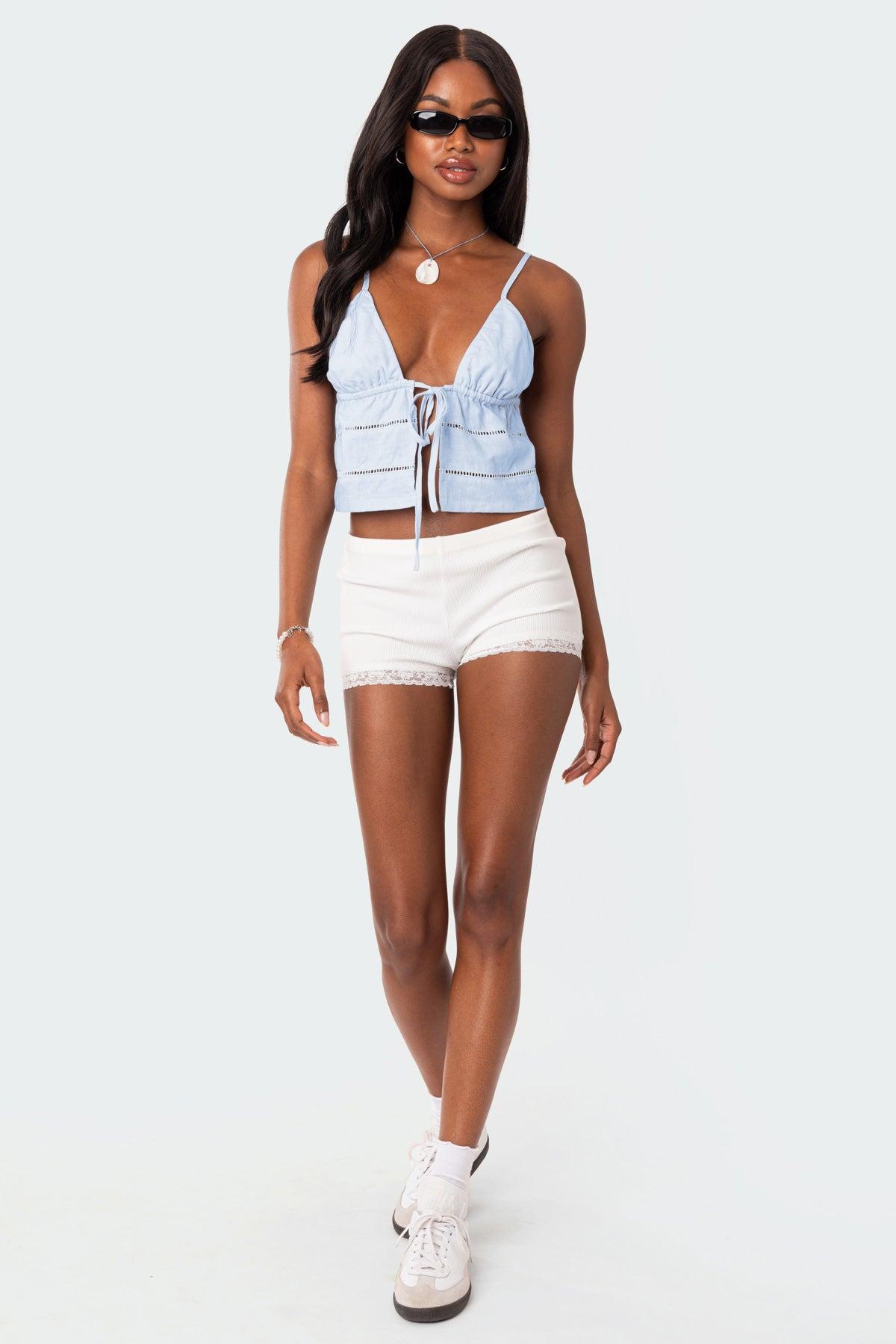 Candy Cotton Tie Front Tank Top Product Image