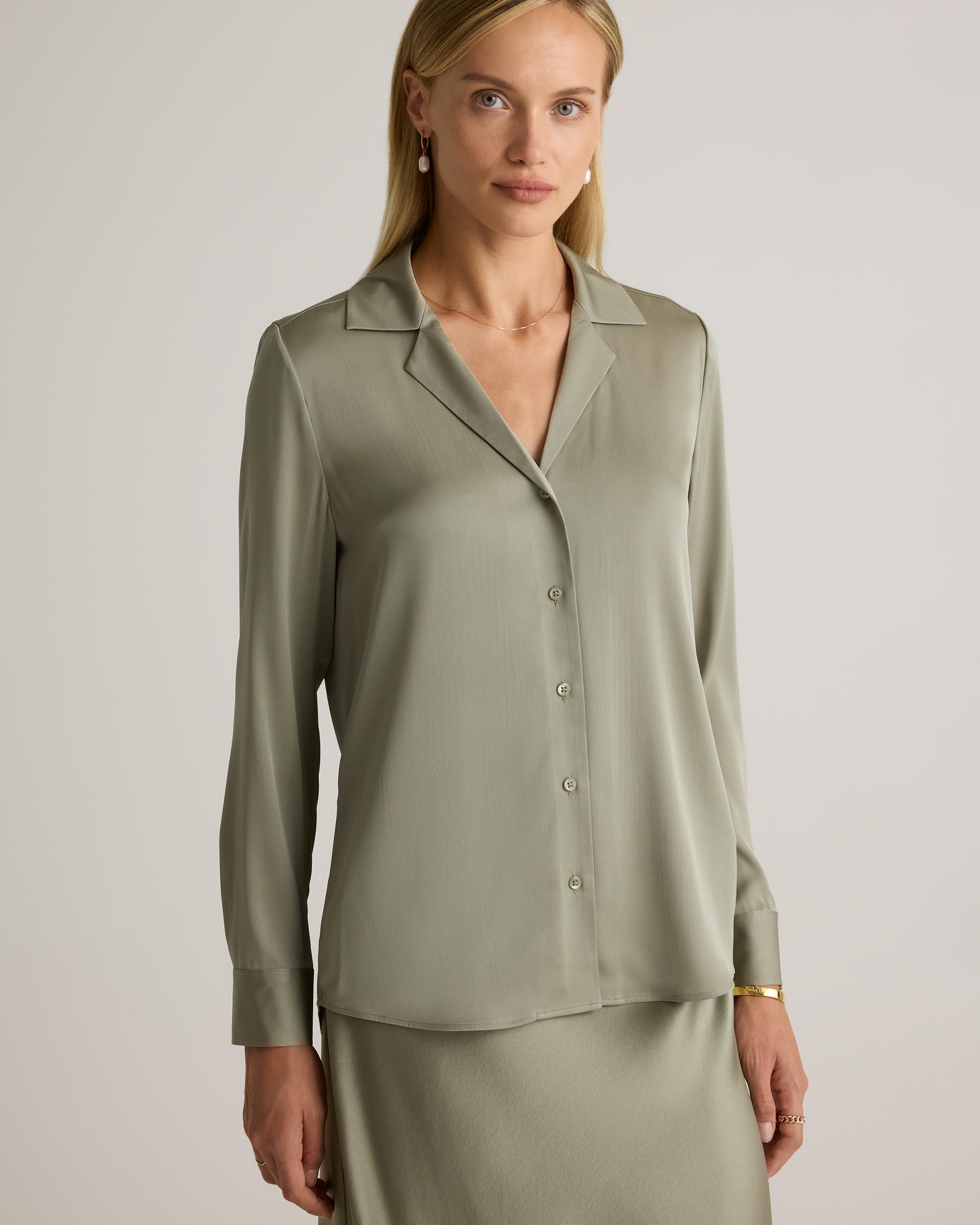 Quince | Women's Washable Stretch Silk Notch Collar Blouse Product Image