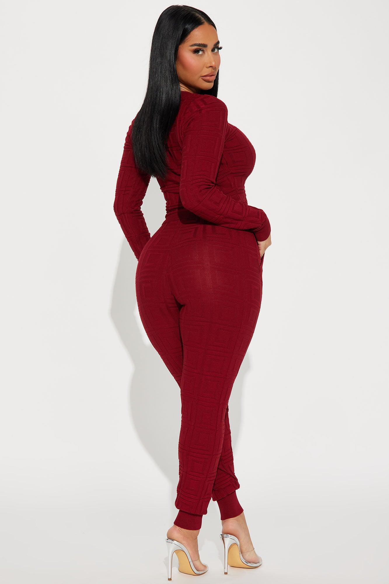 Never Complaining Sweater Legging Set - Burgundy Product Image