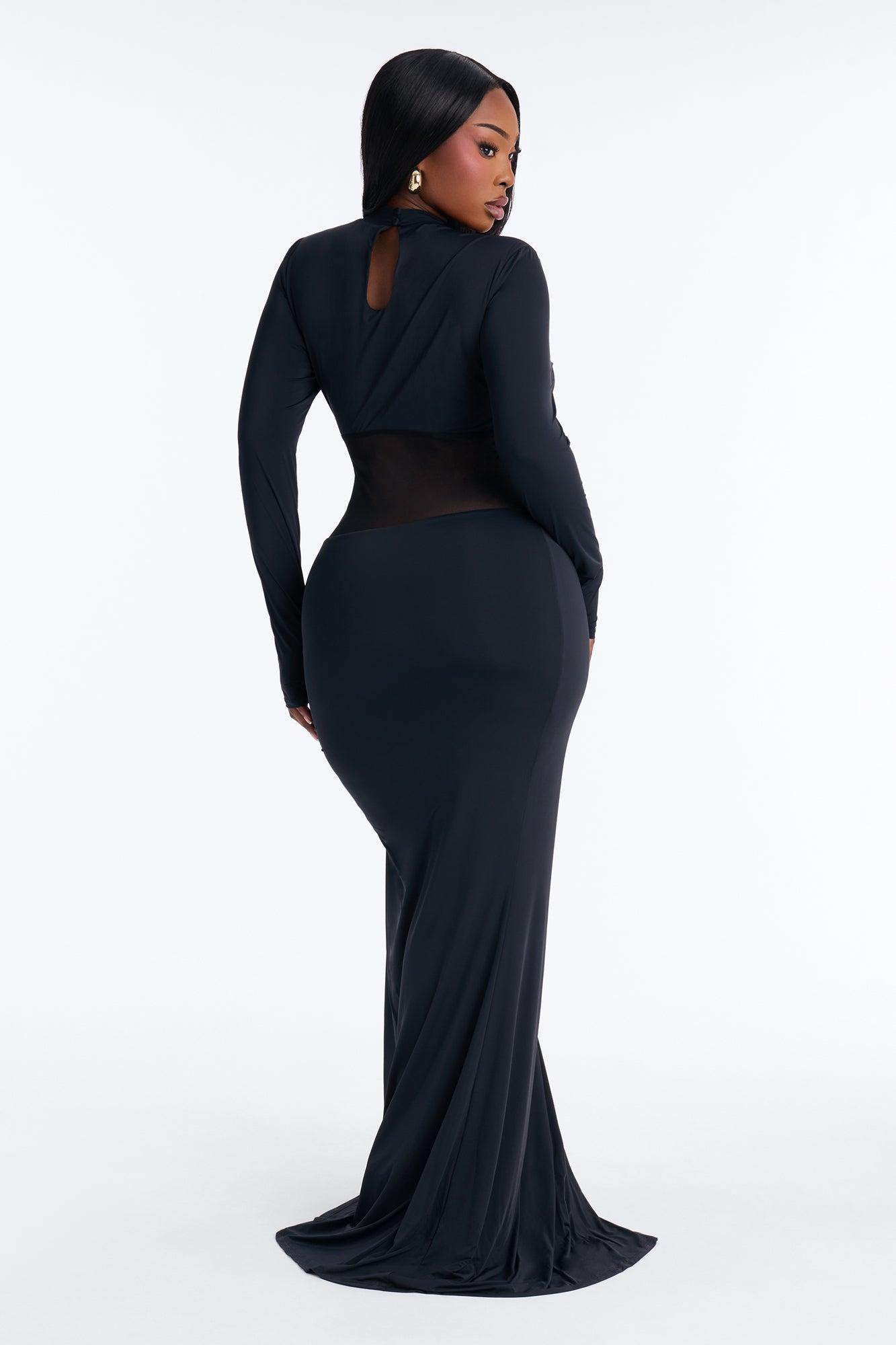 Main Muse Mesh Cut Out Maxi Dress - Black Female Product Image
