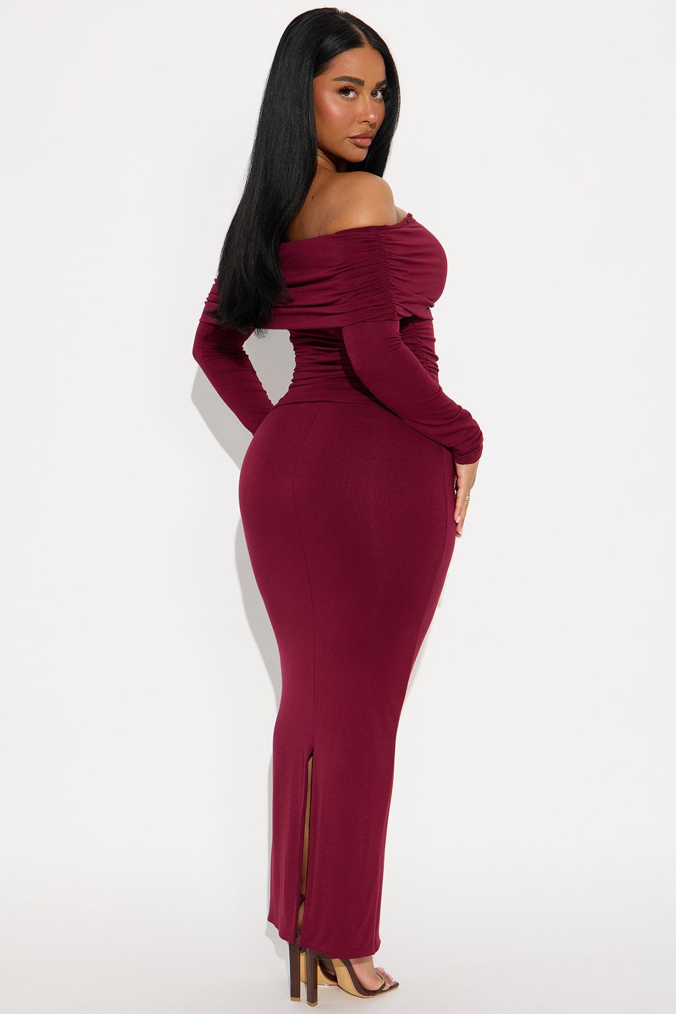Hailey Double Lined Maxi Skirt Set - Wine Female Product Image