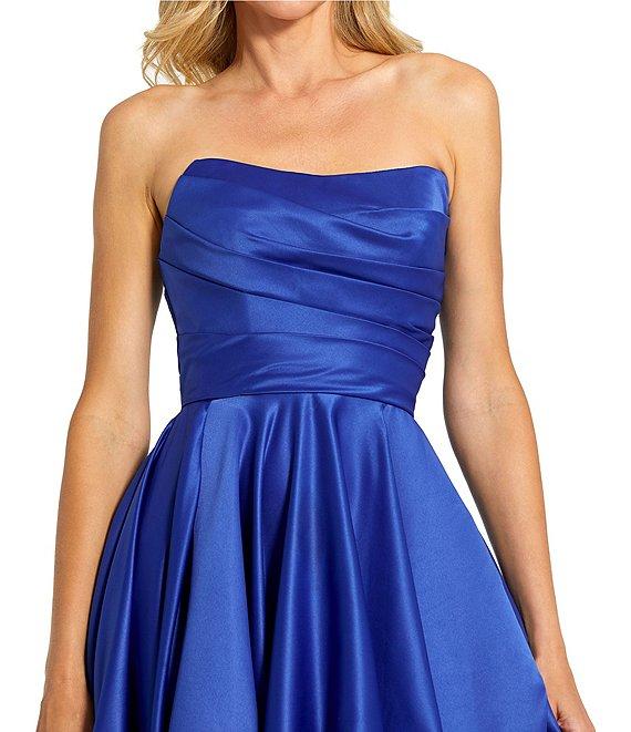 Mac Duggal Strapless Sleeveless Ruched Asymmetrical Bubble Hem Gown Product Image