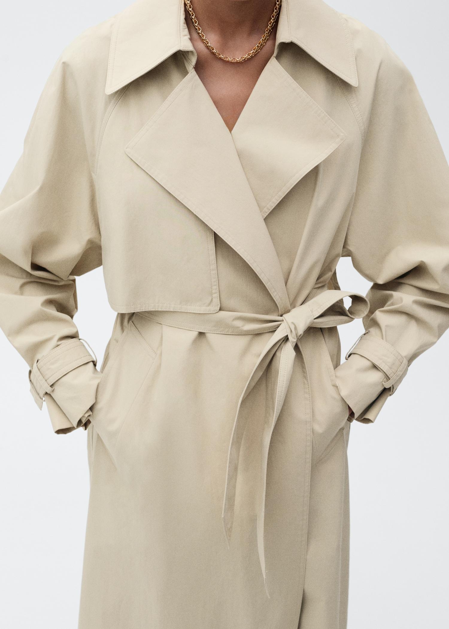 Cotton trench coat with belt - Women | MANGO USA Product Image