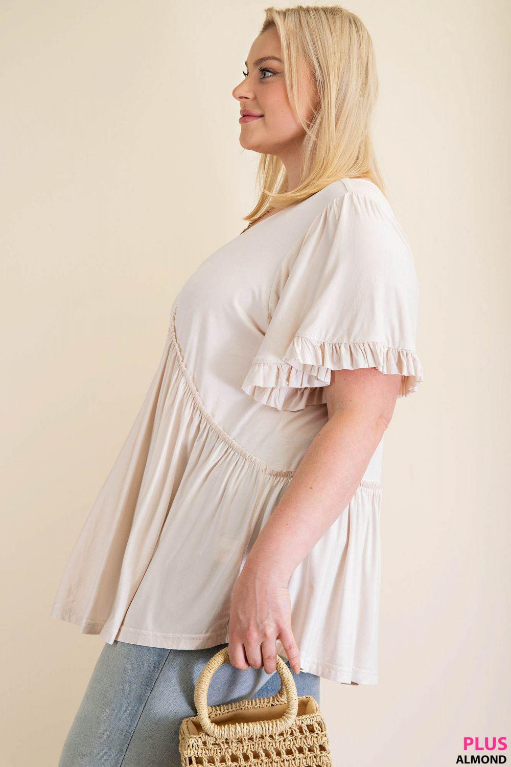 7275   Gracie Bell Sleeve Ruffle Top - Reg & Plus! Product Image