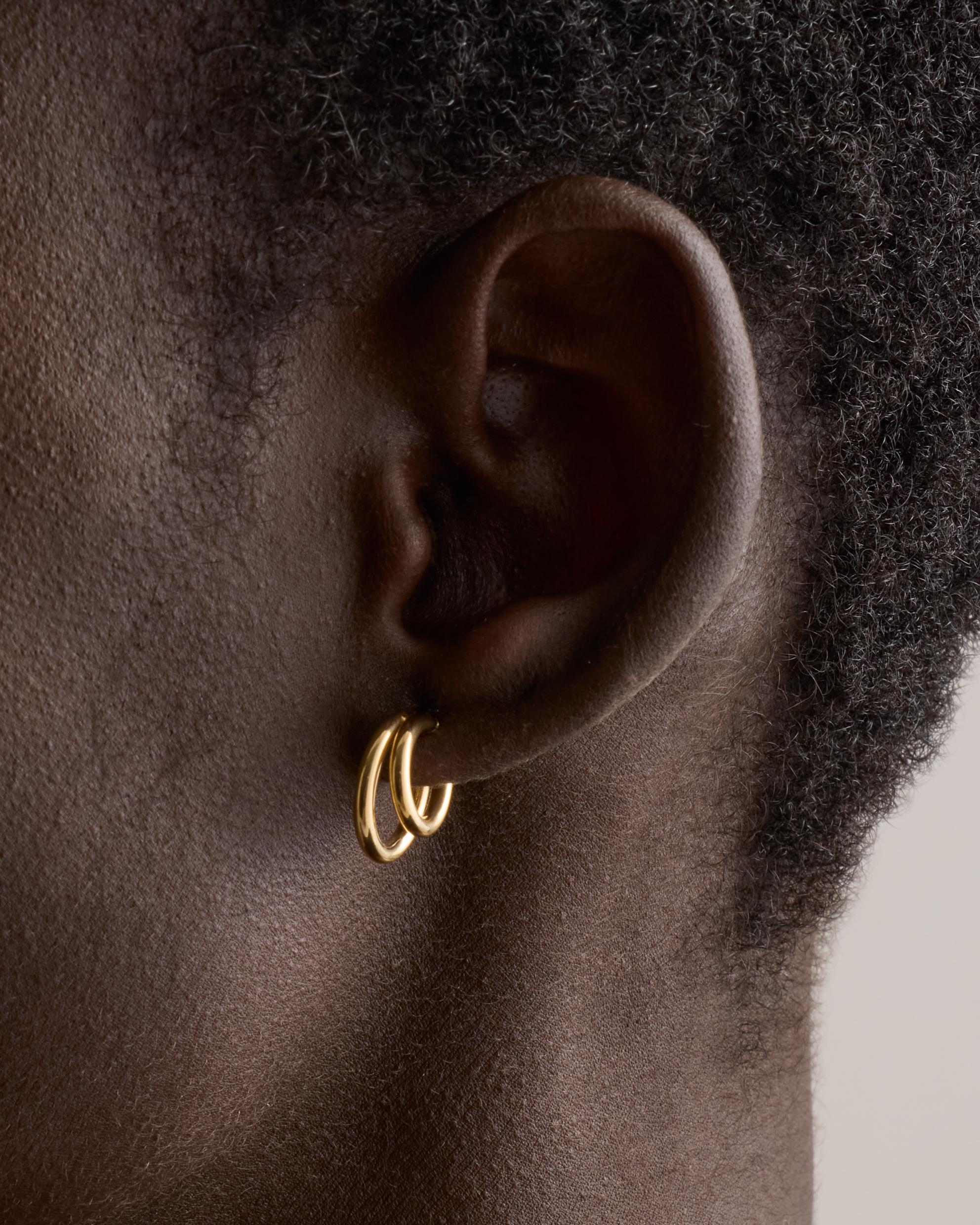 Quince | Women's 14K Gold Double Loop Huggies Product Image