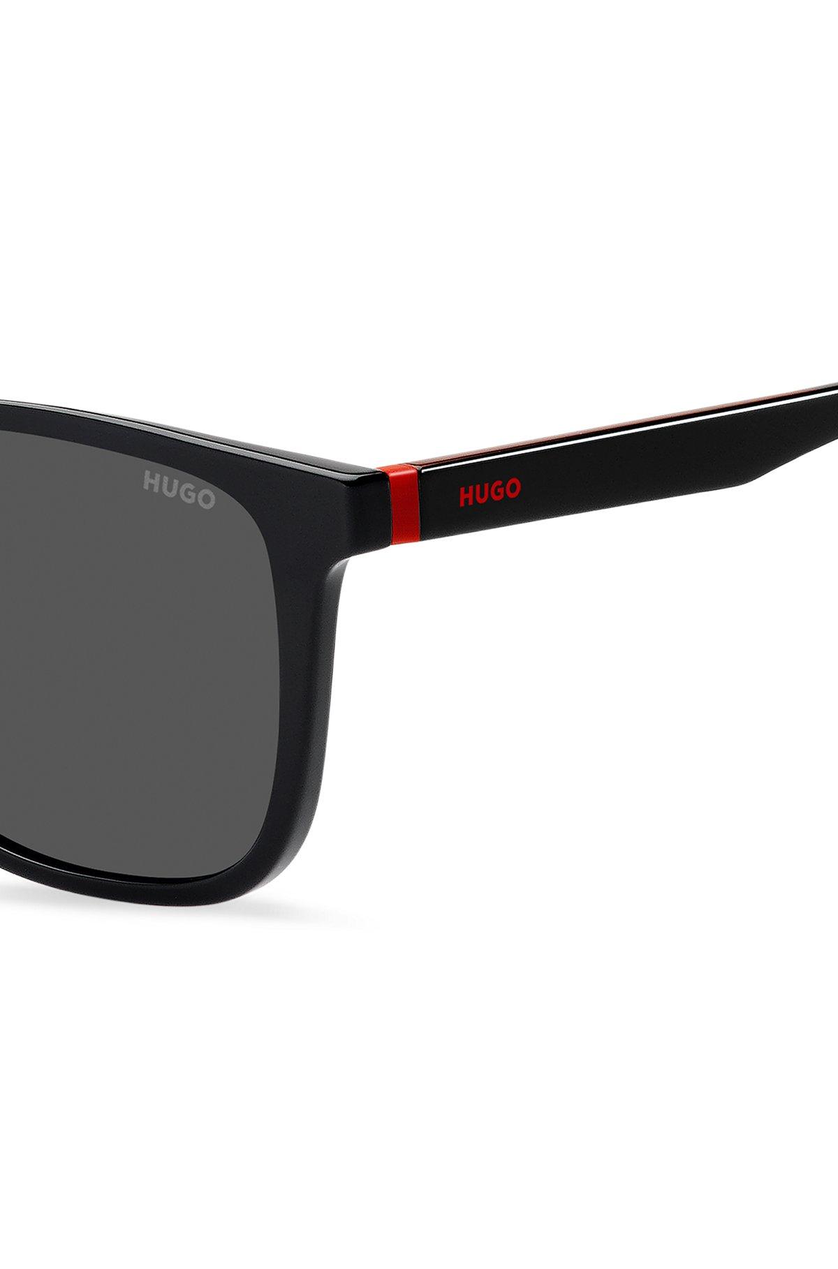 HUGO - Black-acetate sunglasses with red details Product Image