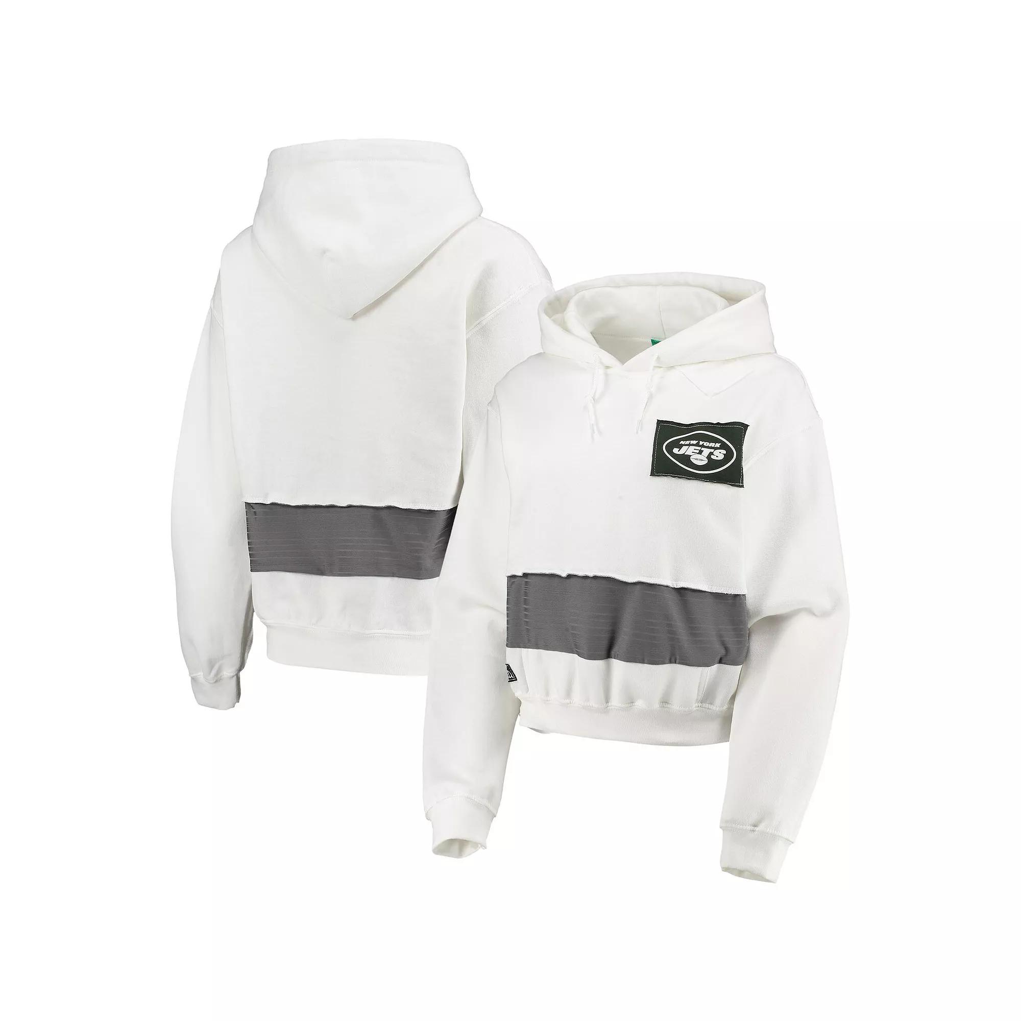 Women's Refried Apparel White New York Jets Sustainable Crop Dolman Pullover Hoodie, Size: XL Product Image