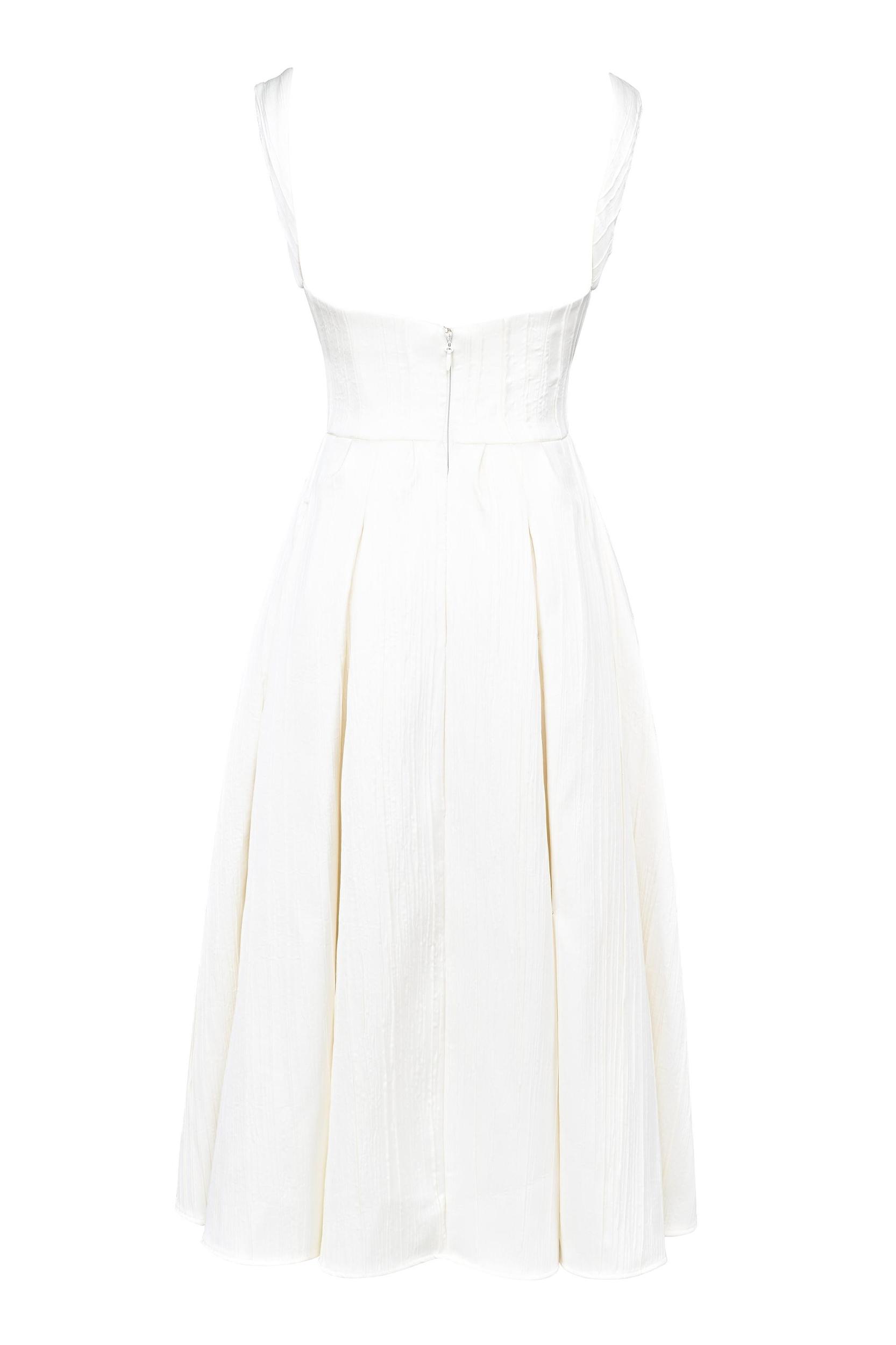 Isabeau  ivory textured satin corset midi dress Product Image