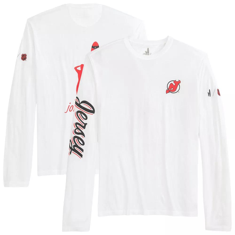 Men's johnnie-O White New Jersey Devils Adam Long Sleeve T-Shirt, Size: Large, Nhl White Product Image
