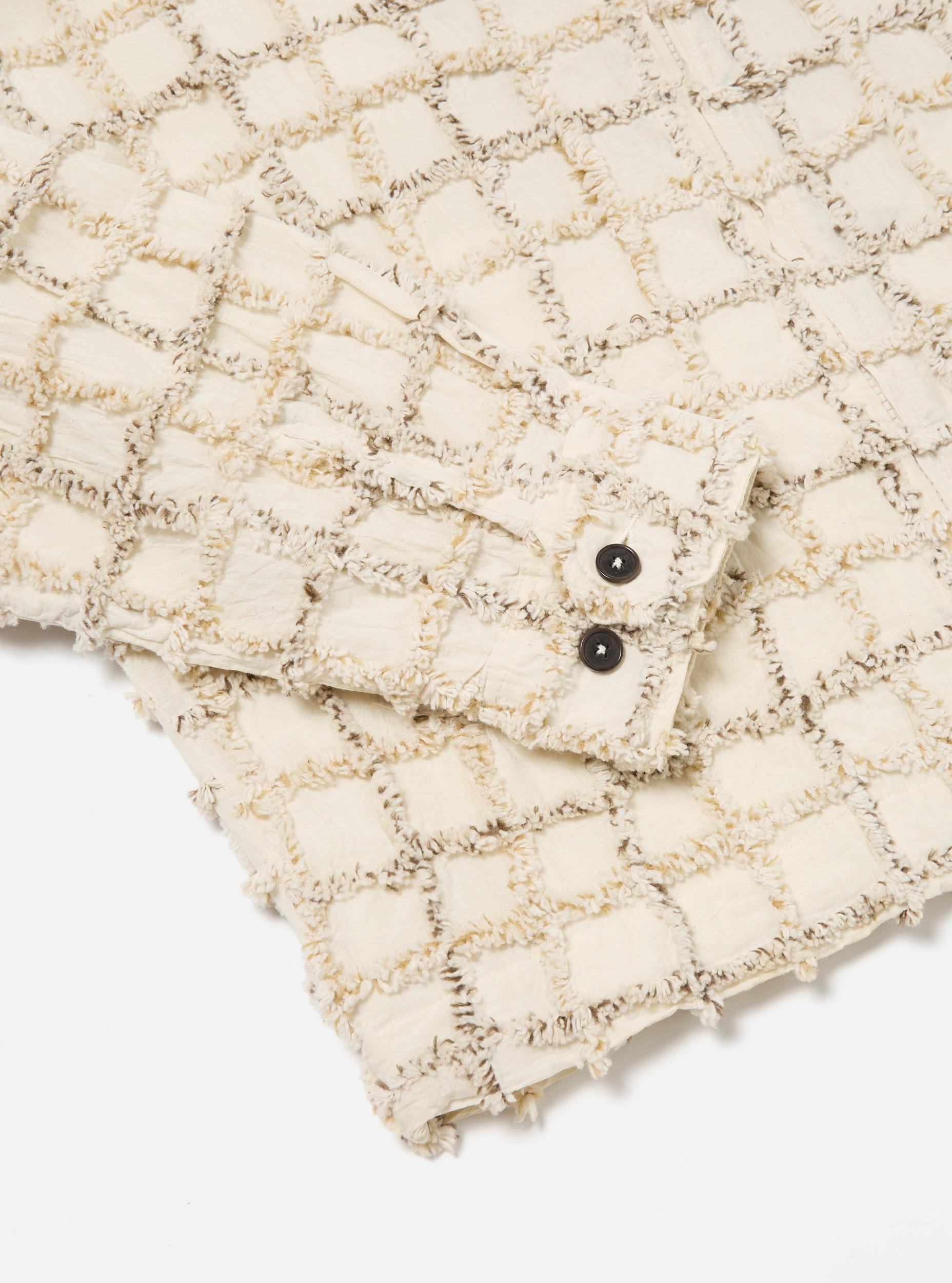 Universal Works Windcheater Jacket in Ecru 3D Check Product Image