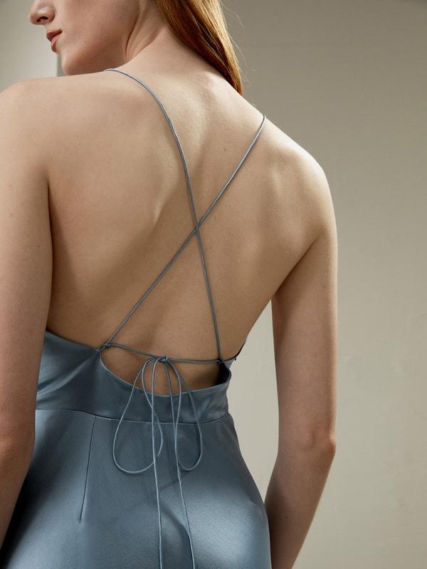 LILYSILK Silk Maxi Dress - for Women - Navy Blue Pure Silk - Skin Friendly Plunging V-Neck Dress 6 Product Image