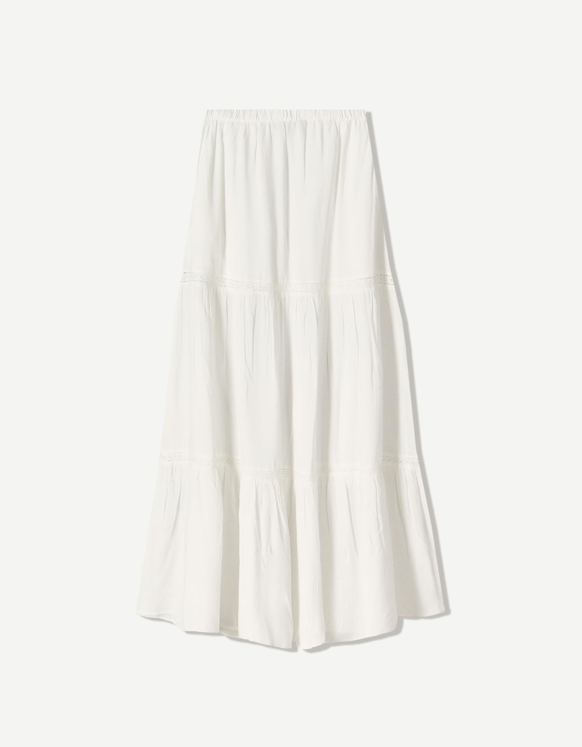 Midi skirt with lace trims Product Image