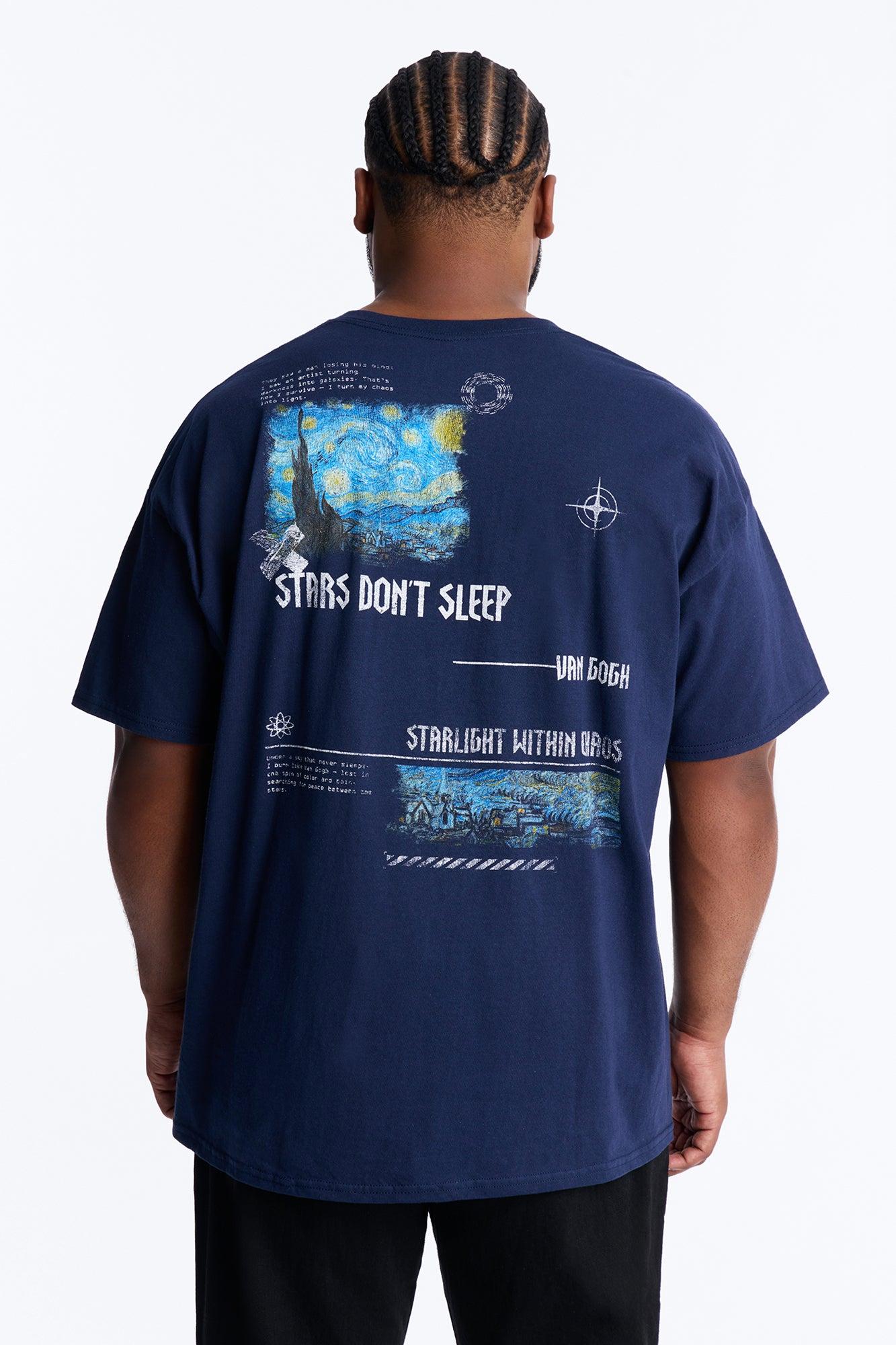 Van Gogh Stars Don't Sleep Short Sleeve Tee - Navy Product Image