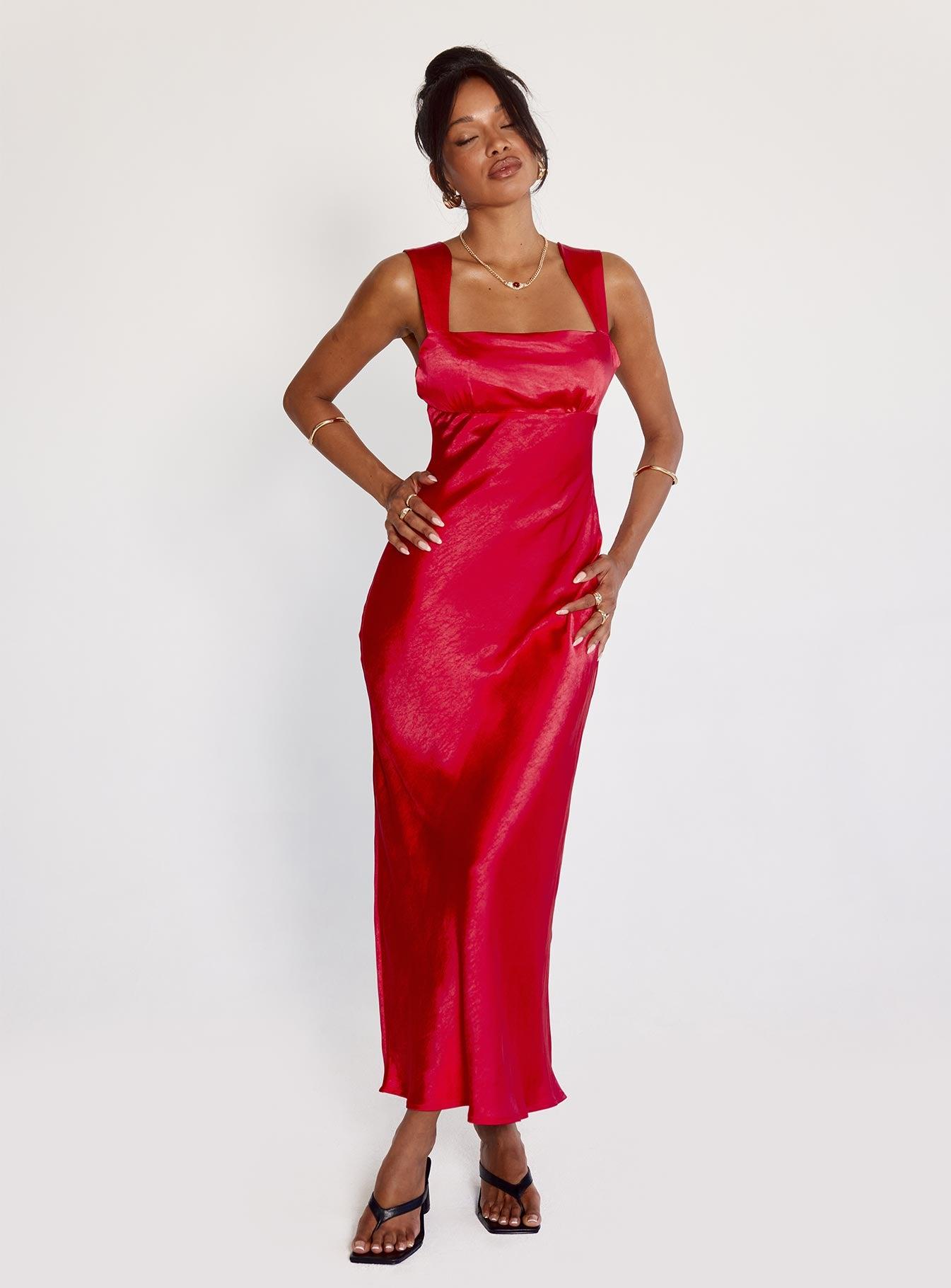 Radioactive Bias Cut Maxi Dress Red Product Image