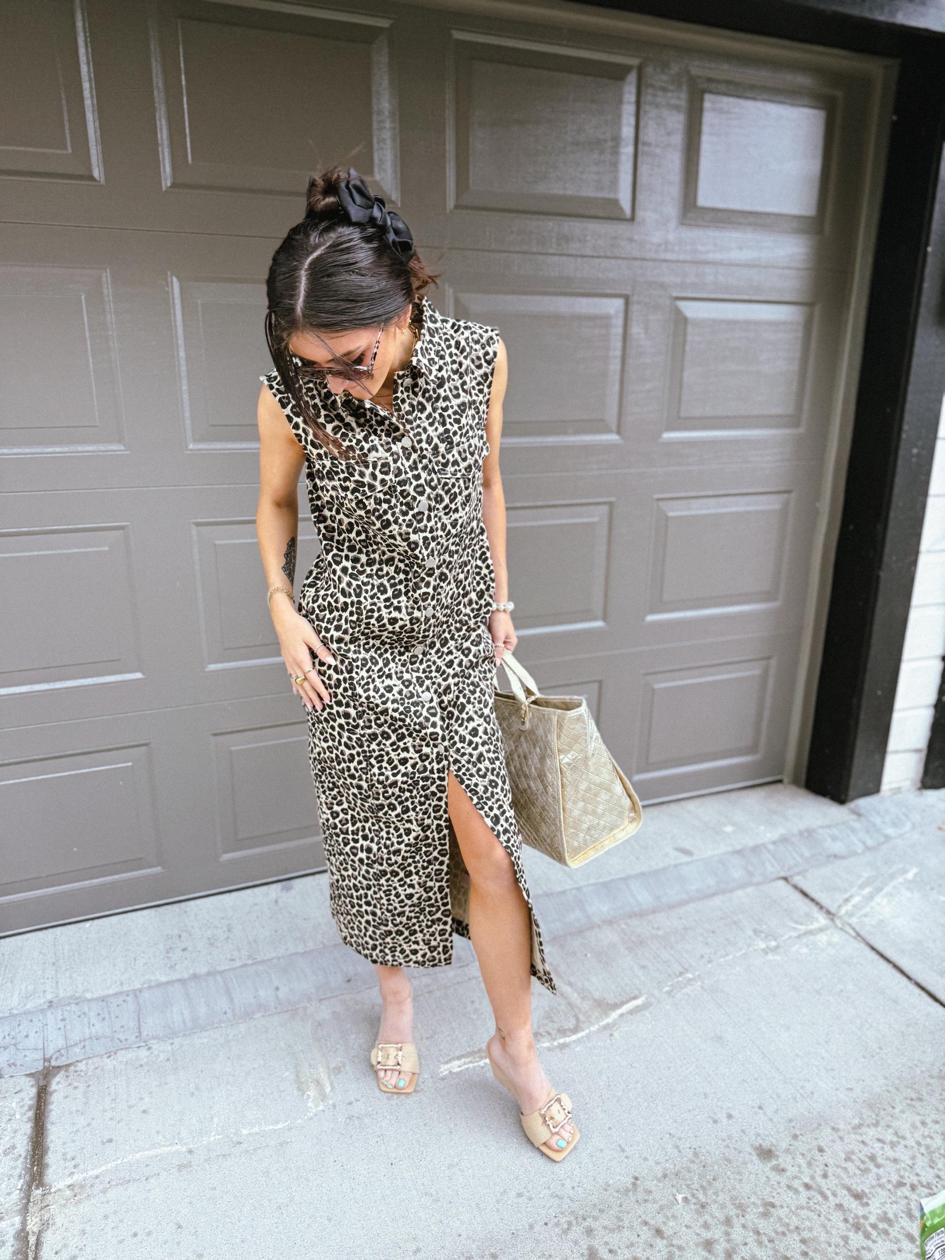 Allison Leopard Denim Maxi Dress Product Image