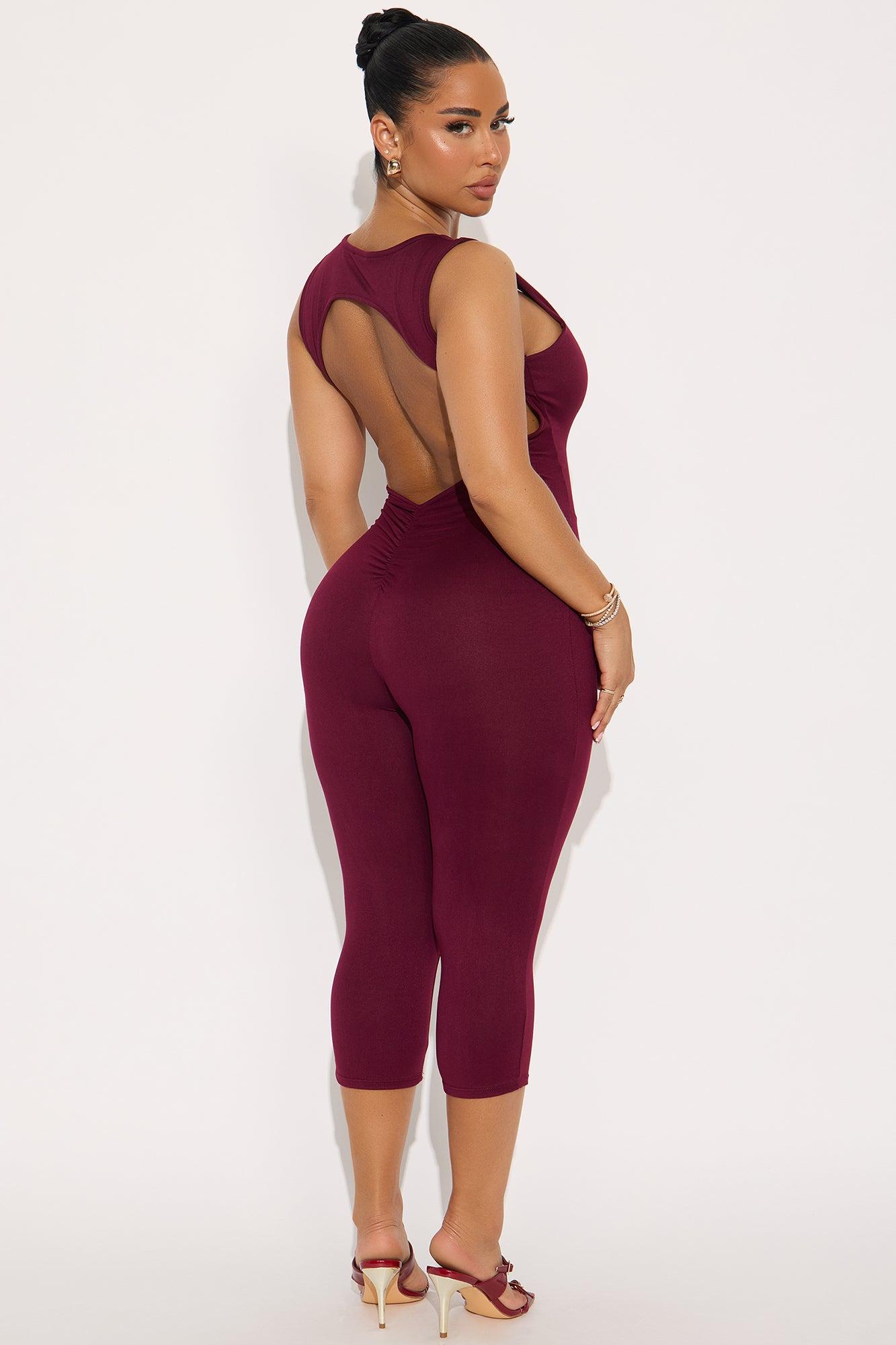 Nichole Capri Jumpsuit - Wine Female Product Image
