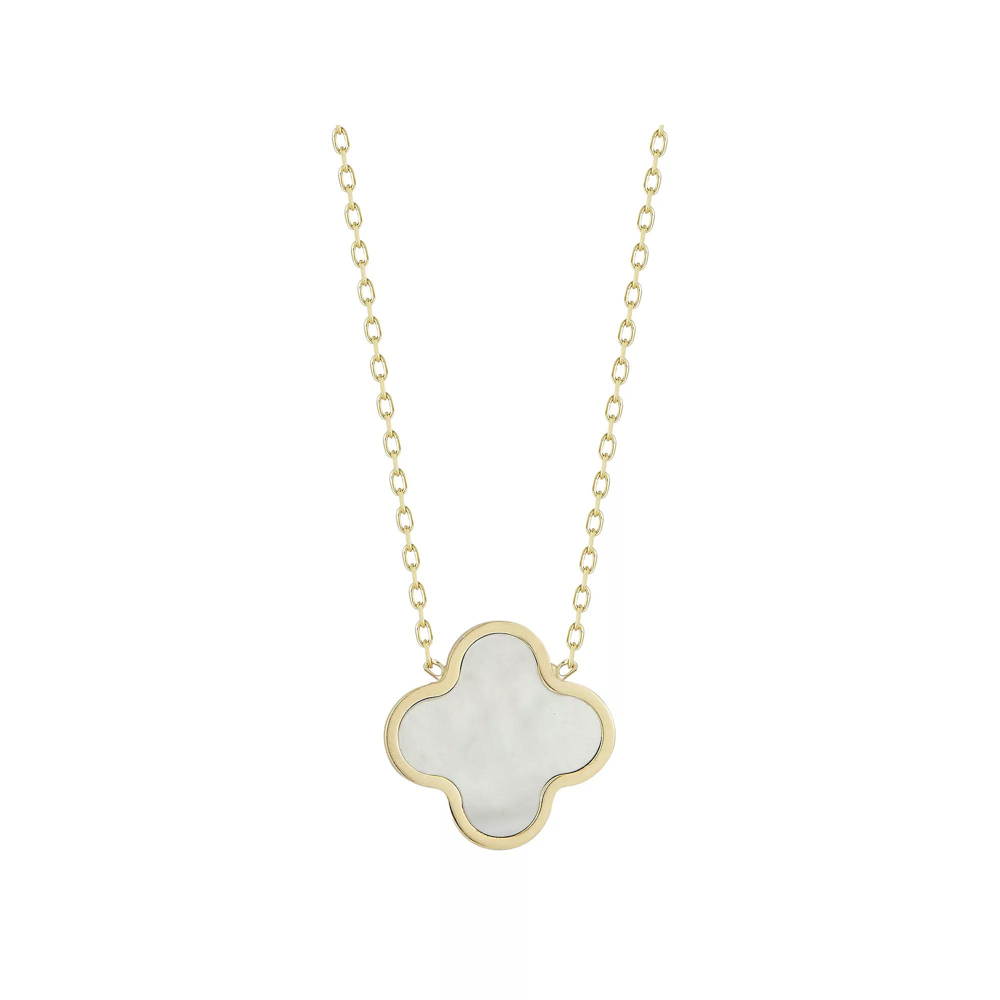 LUMINOR GOLD 14k Gold Clover Pendant Necklace, Women's, Size: 18", M Of White Product Image
