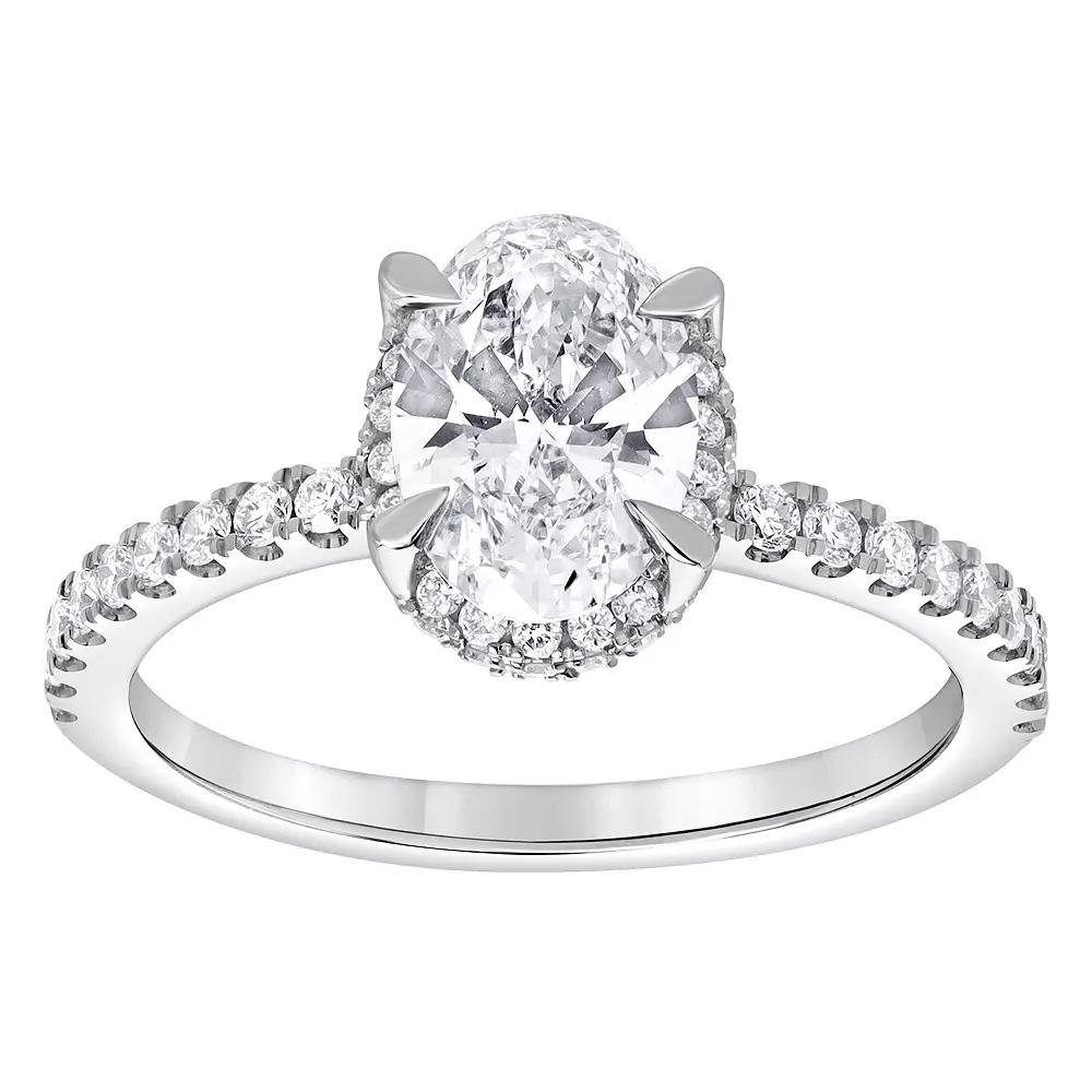 Diamond Brilliance 14k White Gold 1 3/8 Carat T.W. Lab-Grown Diamond Oval Center Engagement Ring, Women's, Size: 9, 14k Gold Product Image