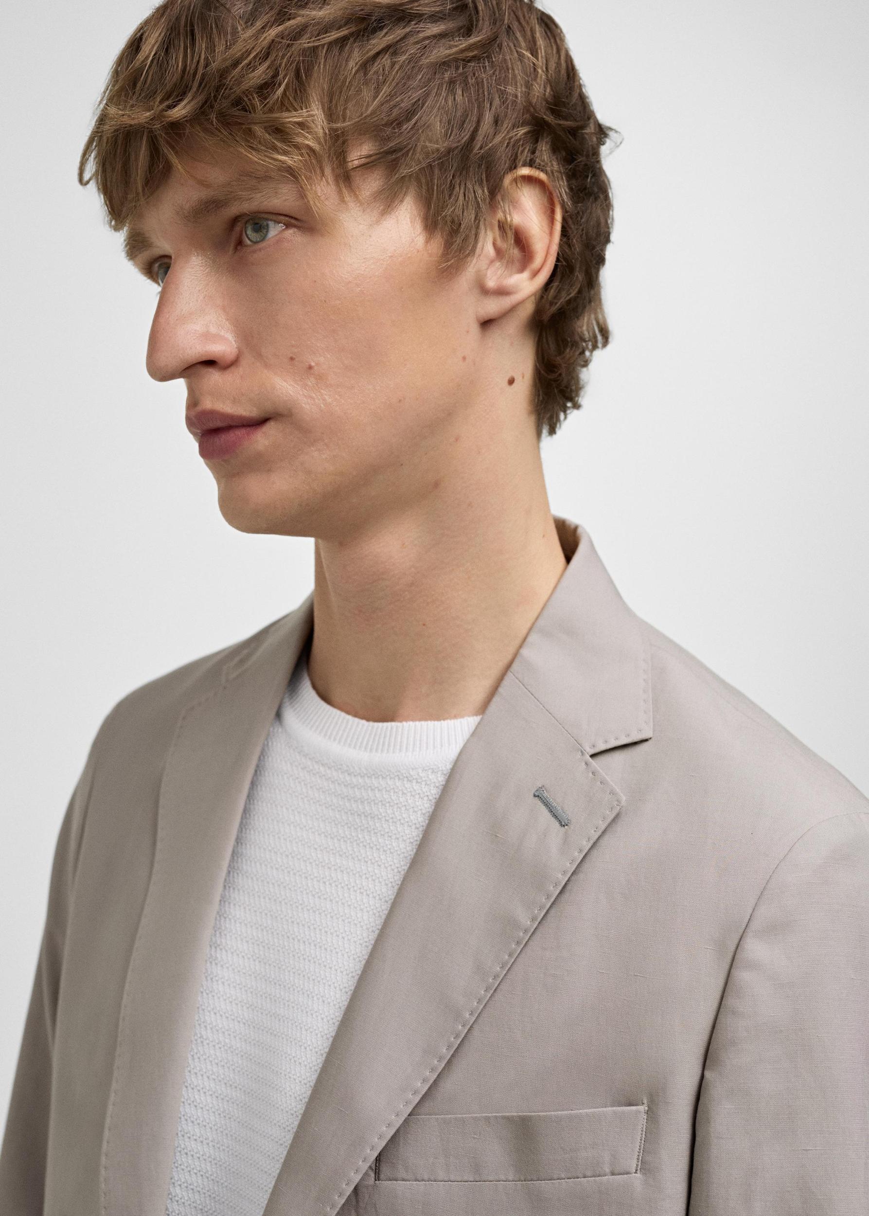 Slim-fit linen-blend suit jacket - Men | MANGO USA Product Image