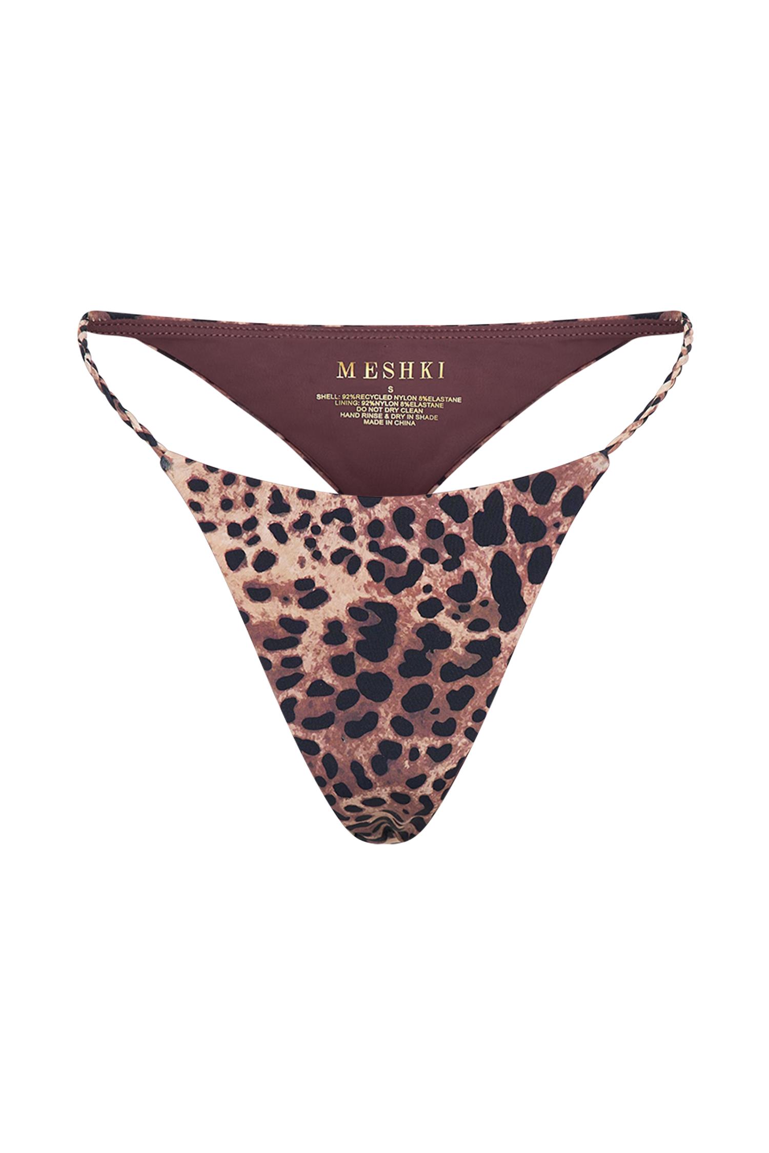 Melika Braided Bikini Bottoms - Leopard Print Product Image