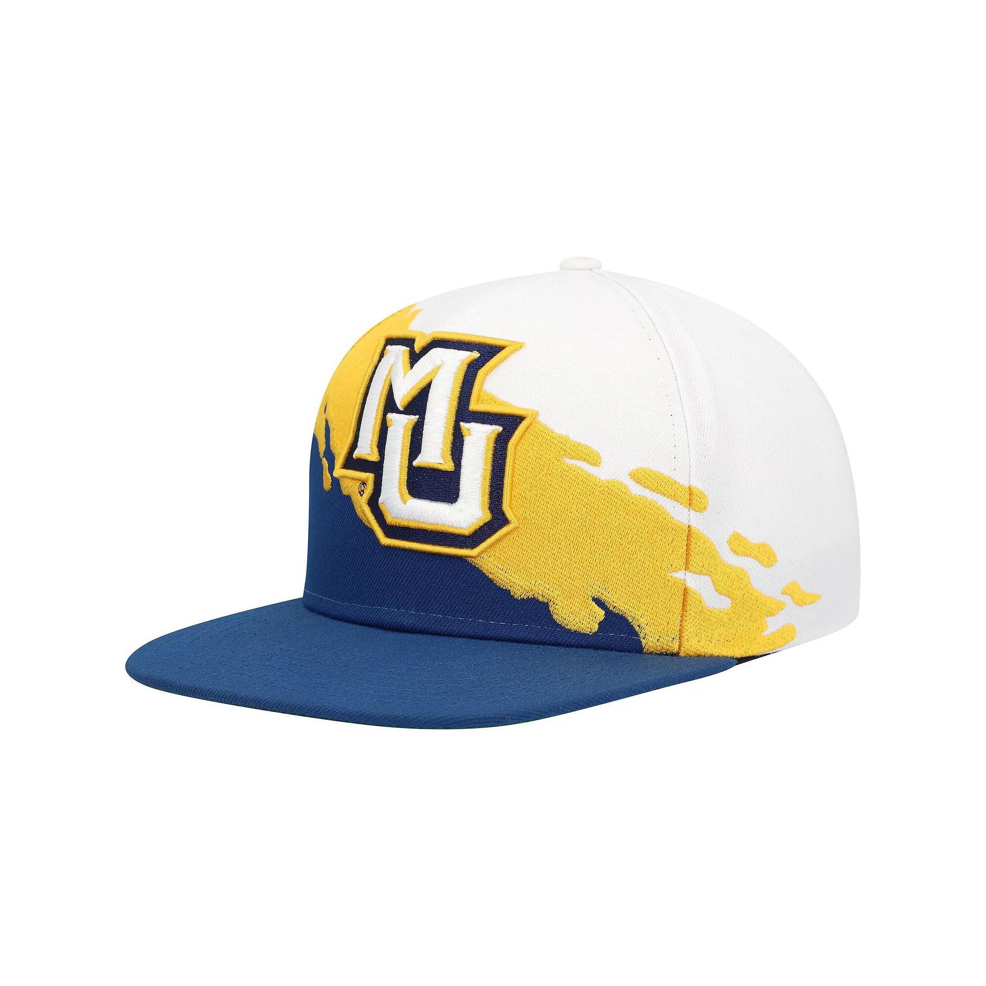 Men's Mitchell & Ness Navy/White Marquette Golden Eagles Paintbrush Snapback Hat, Mrq Blue Product Image