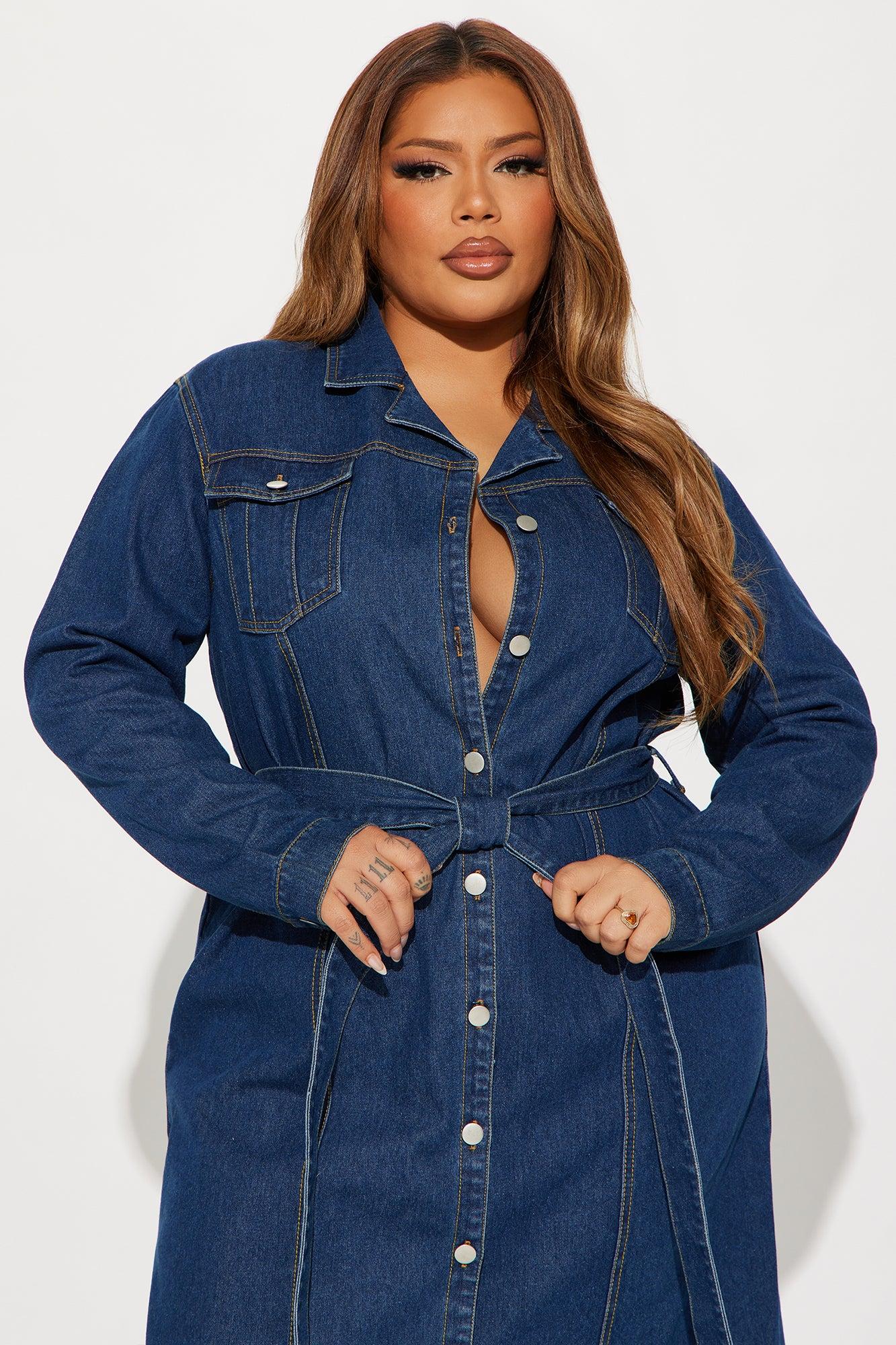 Denim Delight Midi Shirt Dress - Dark Denim Product Image