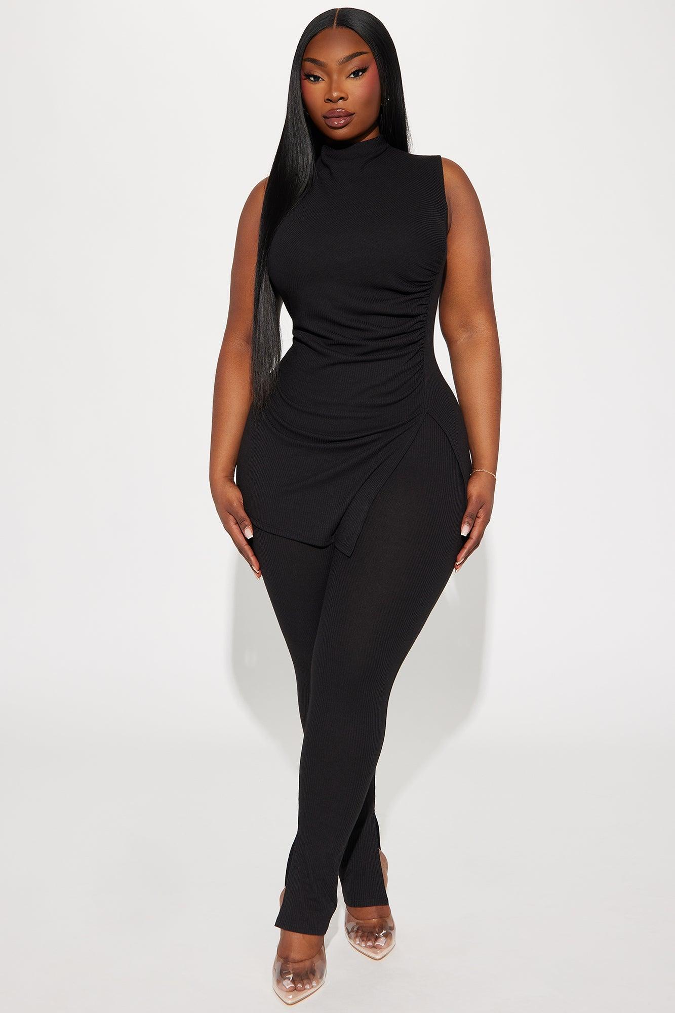 Miranda Sleeveless Legging Set - Black Product Image