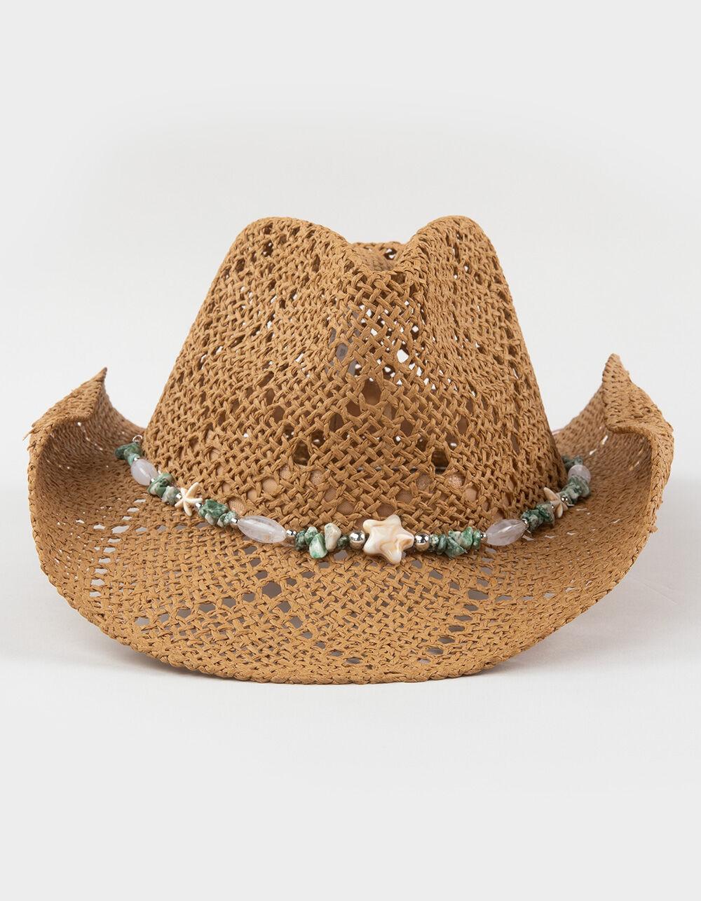 Beach Life Womens Straw Cowboy Hat - KHAKI Product Image