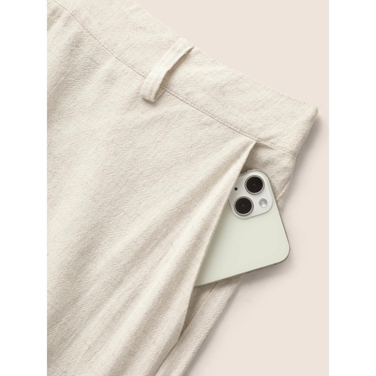 Plus Size Cotton Linen Elastic Waist Wide Leg Pants Women WhiteSmoke Elegant Wide Leg Mid Rise Everyday Pants BloomChic 22-24/3X Product Image