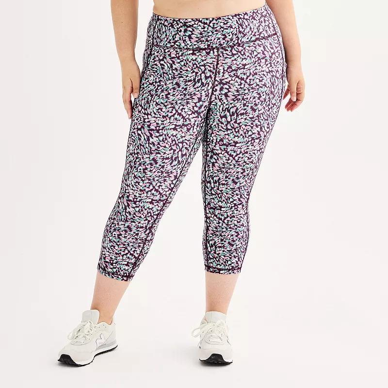 Plus Size Tek Gear® Ultrastretch Pocket High-Waisted Capri Leggings, Women's, Size: 1XL, Blue Foliage Product Image