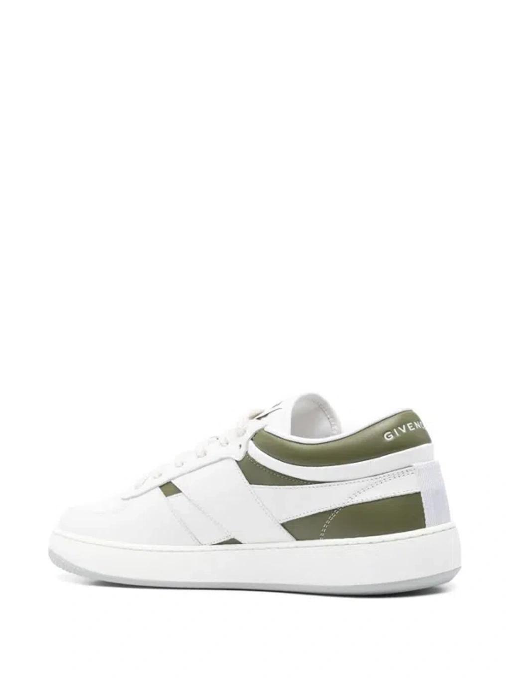 GIVENCHY Leather Sneakers With Rubber Sole And Panelled Design In White Product Image