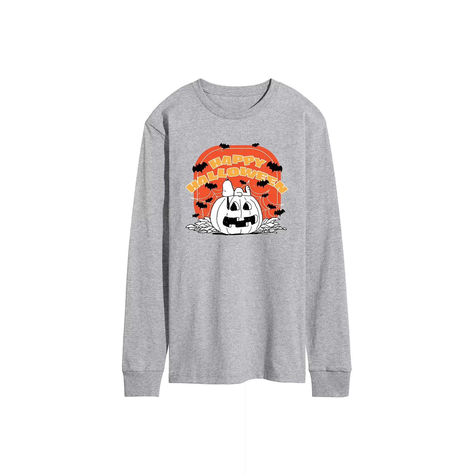 Men's Peanuts Retro Halloween Long Sleeve Graphic Tee,  Product Image