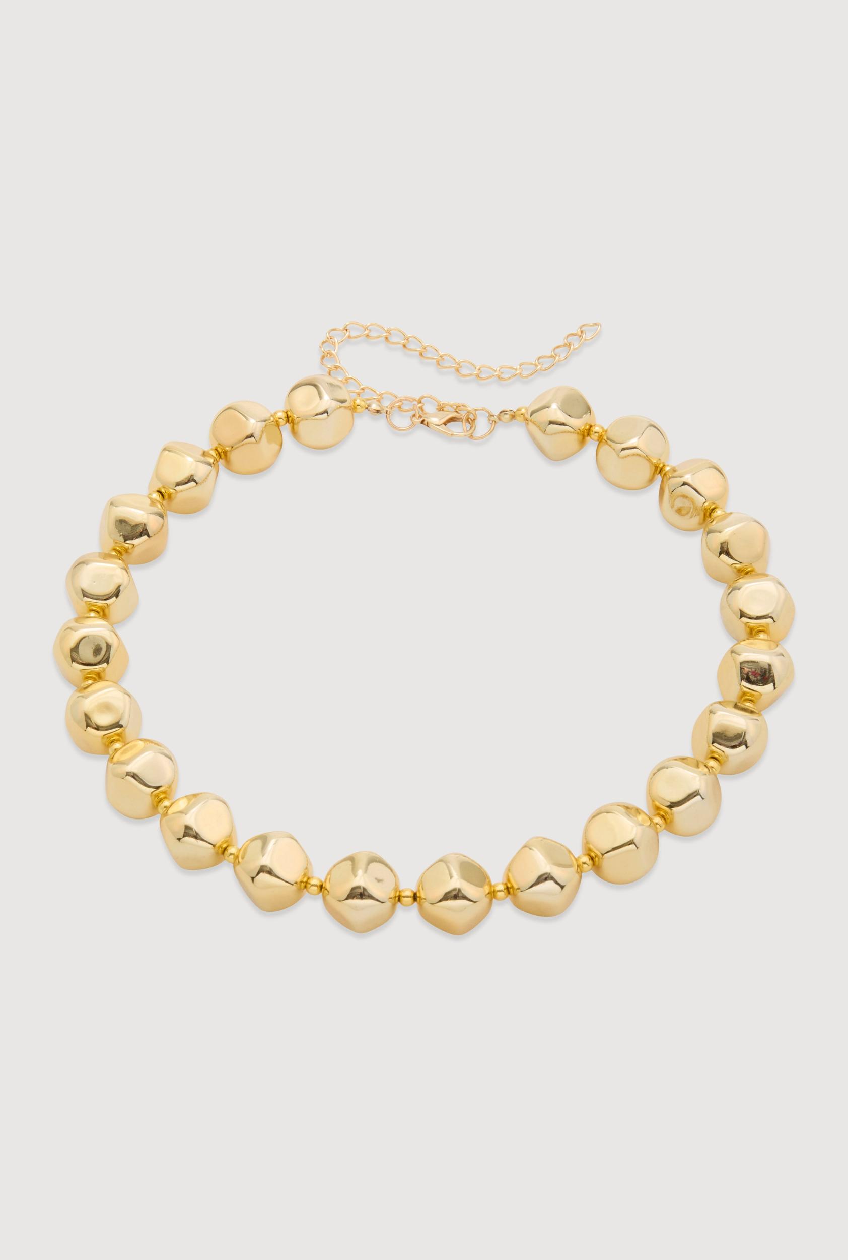 Metallic Beaded Statement Necklace Unisex Product Image