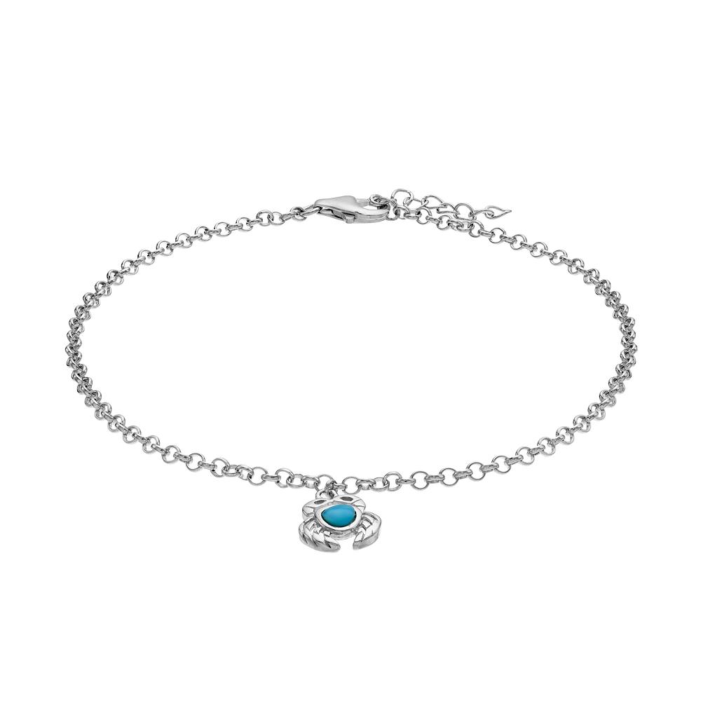 Sterling Silver Larimar Crab Anklet, Women's Product Image