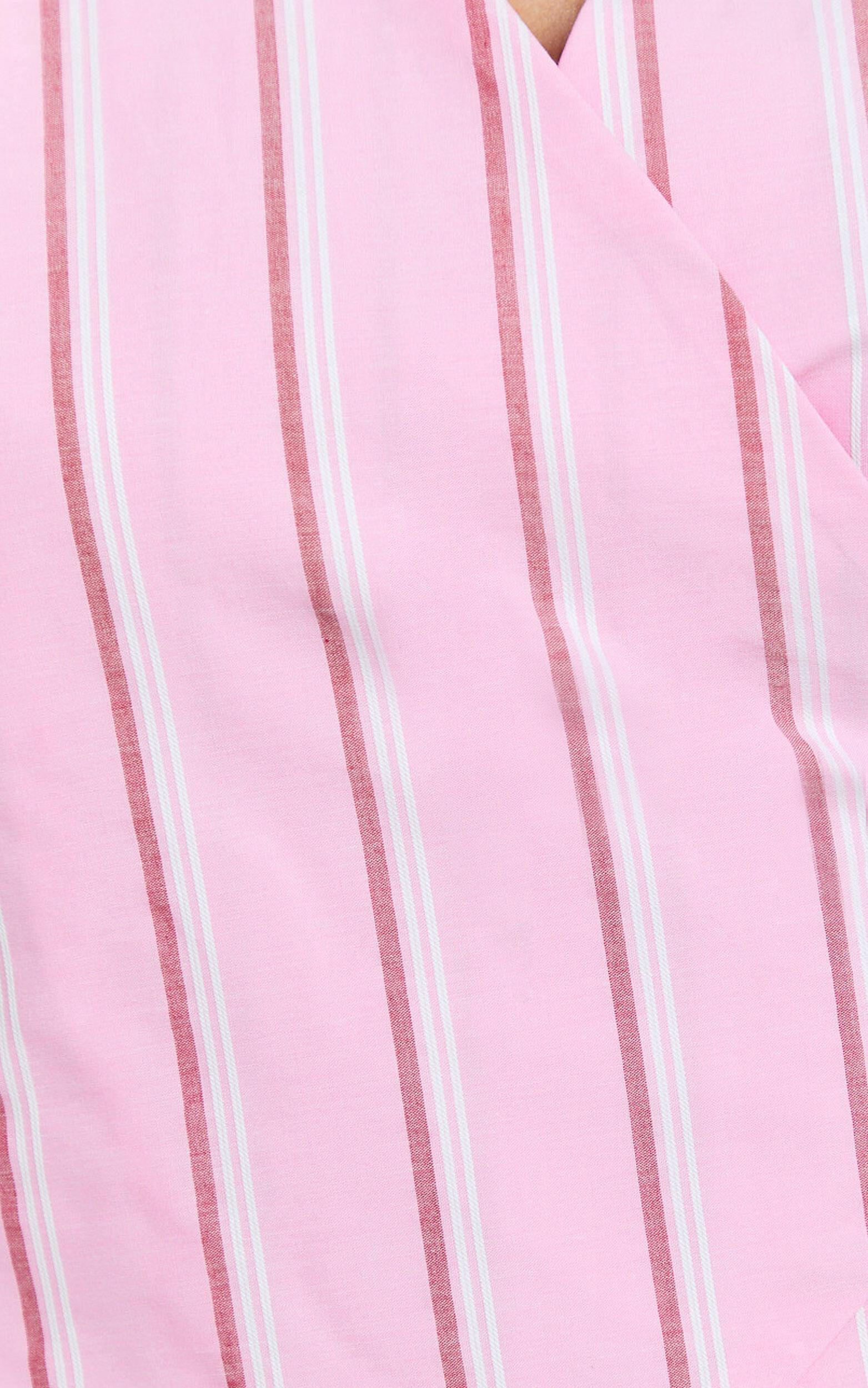 Layla Top - Wrap Over Top in Pink Stripe Product Image