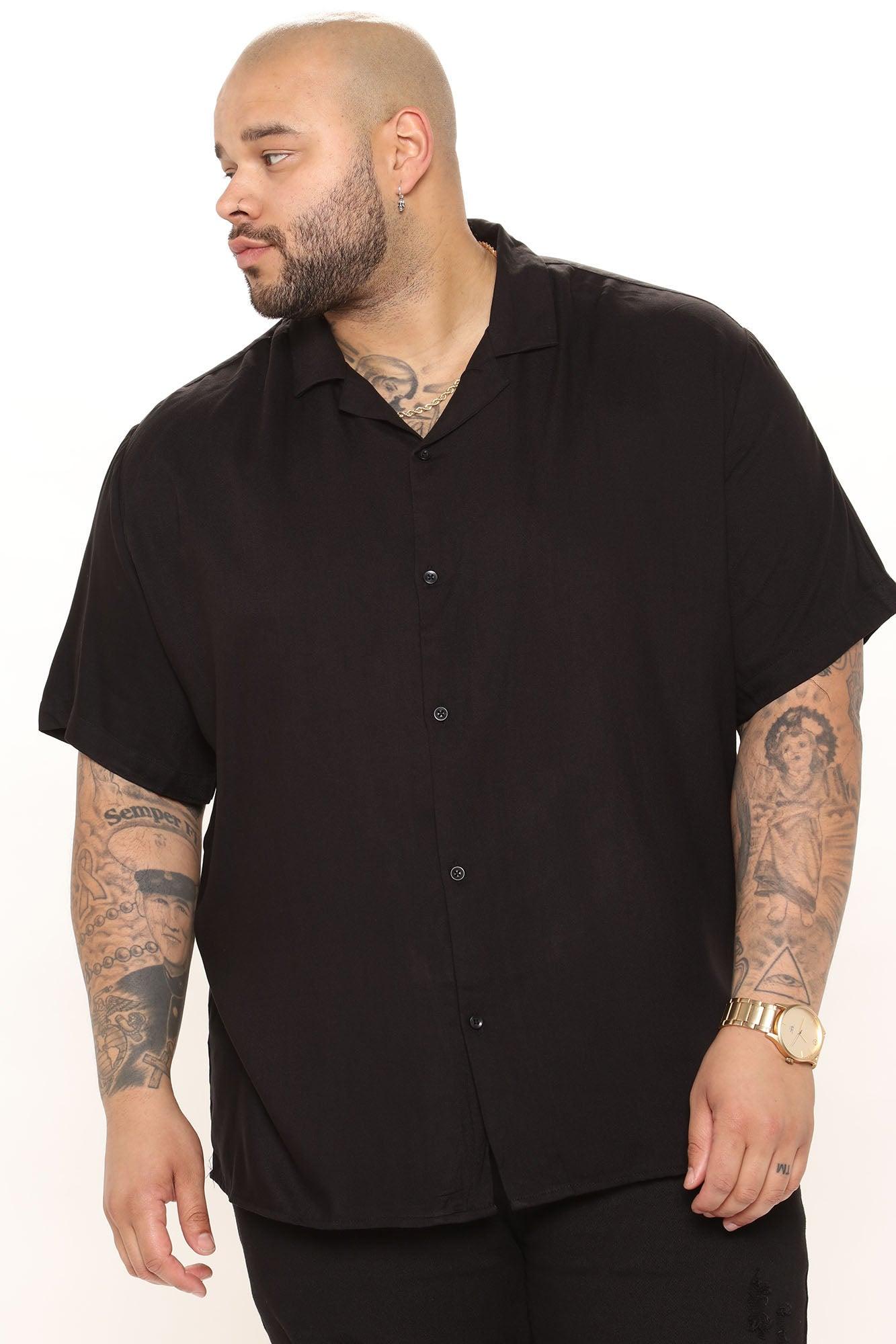 Dawson Relaxed Short Sleeve Cuban Collar Shirt - Black Product Image