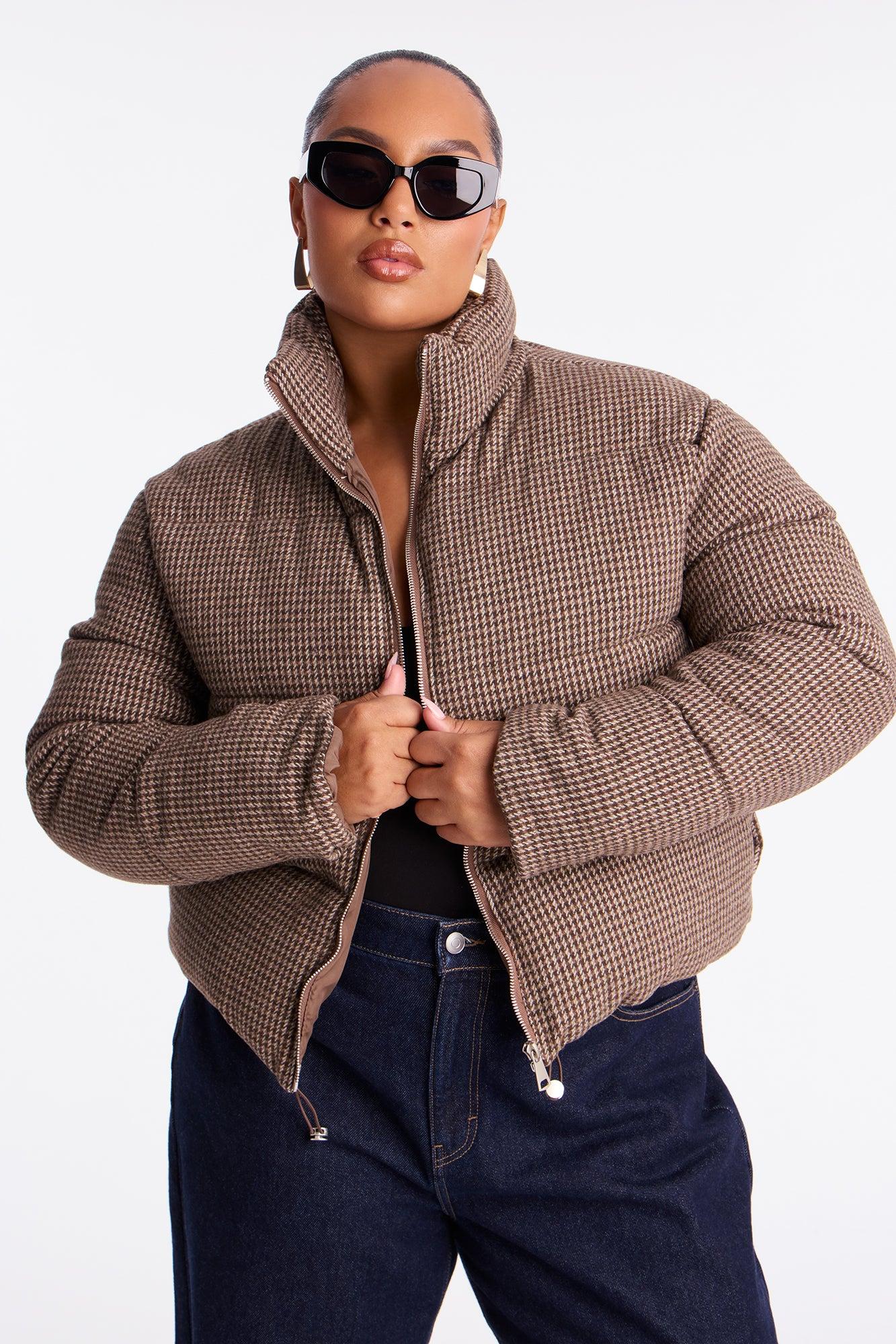 Brixley Glenn Plaid Puffer Jacket - Brown Female Product Image