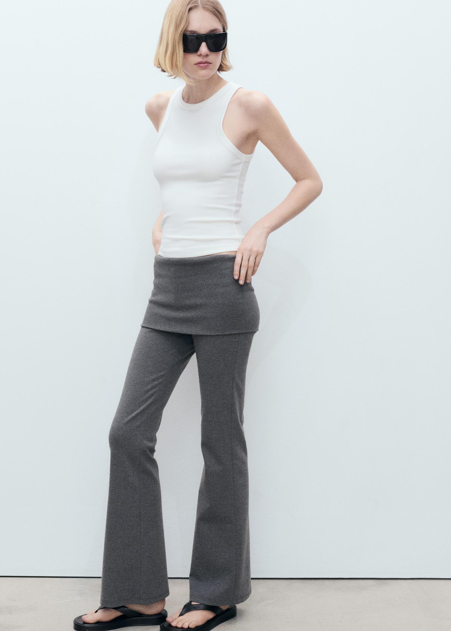 Flared pants with turn-up waist - Women | MANGO USA Product Image